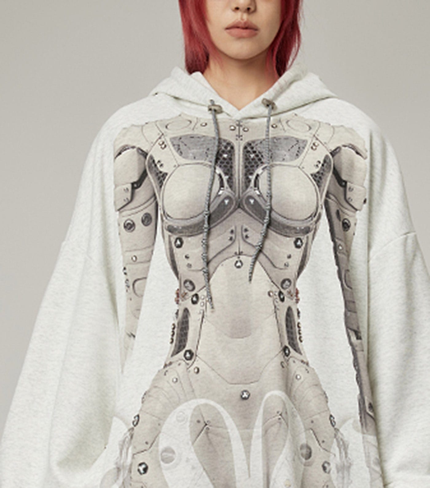 Cyborg Print Oversized Hoodie Top