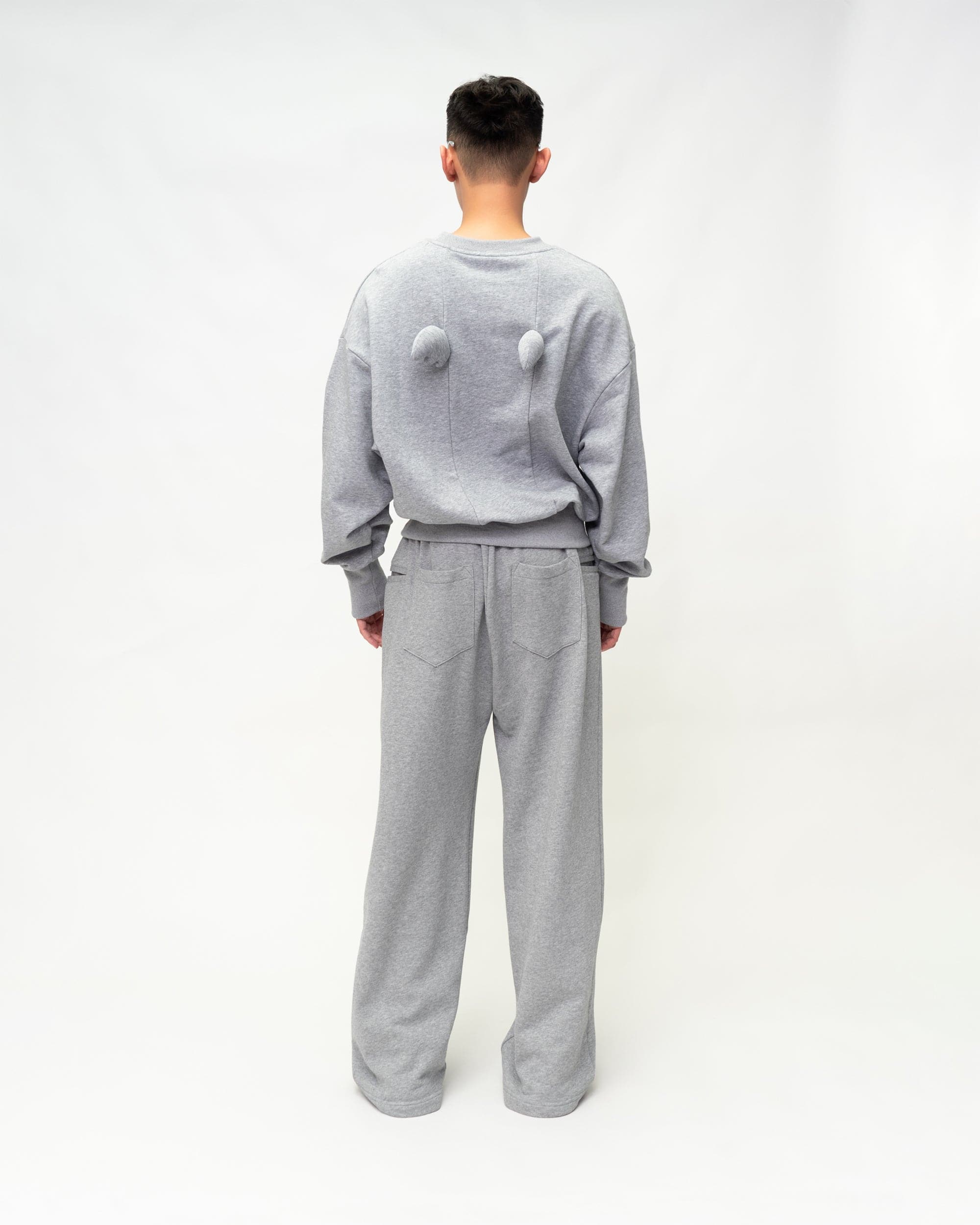 Grey Sweatshirt with Angel Wings Details on the Back