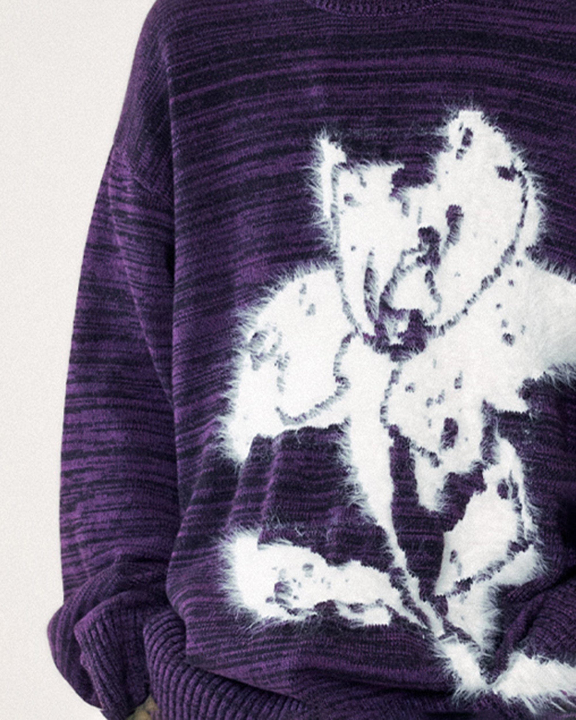 Abstract Print Purple Sweater