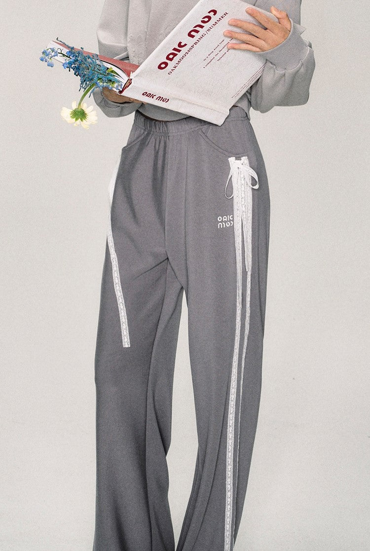 Lace Up Stripe Track Pants