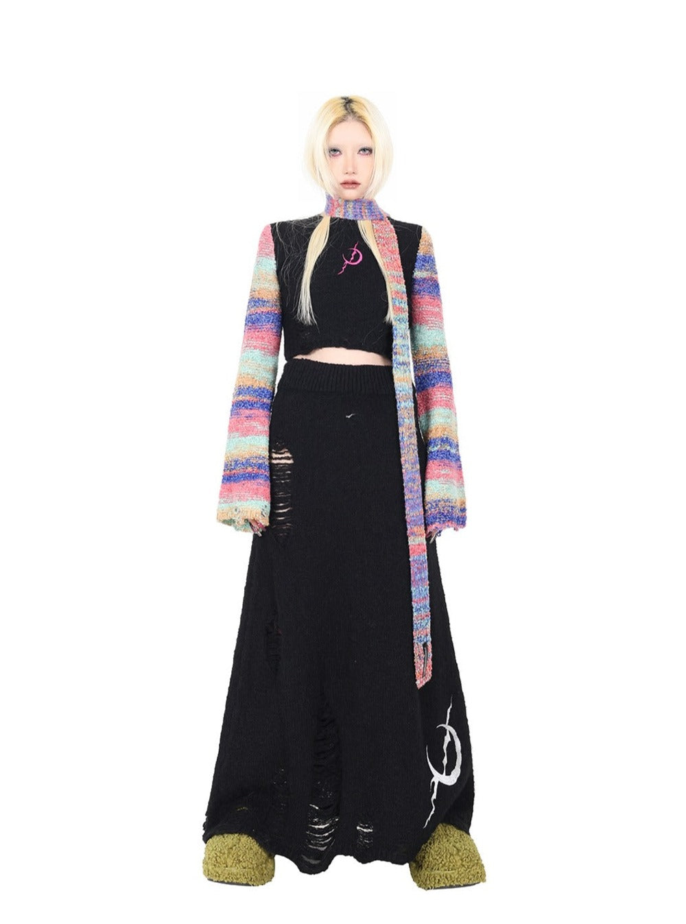 PINKSPINK Gothic Crescent Moon Maxi Skirt - Black