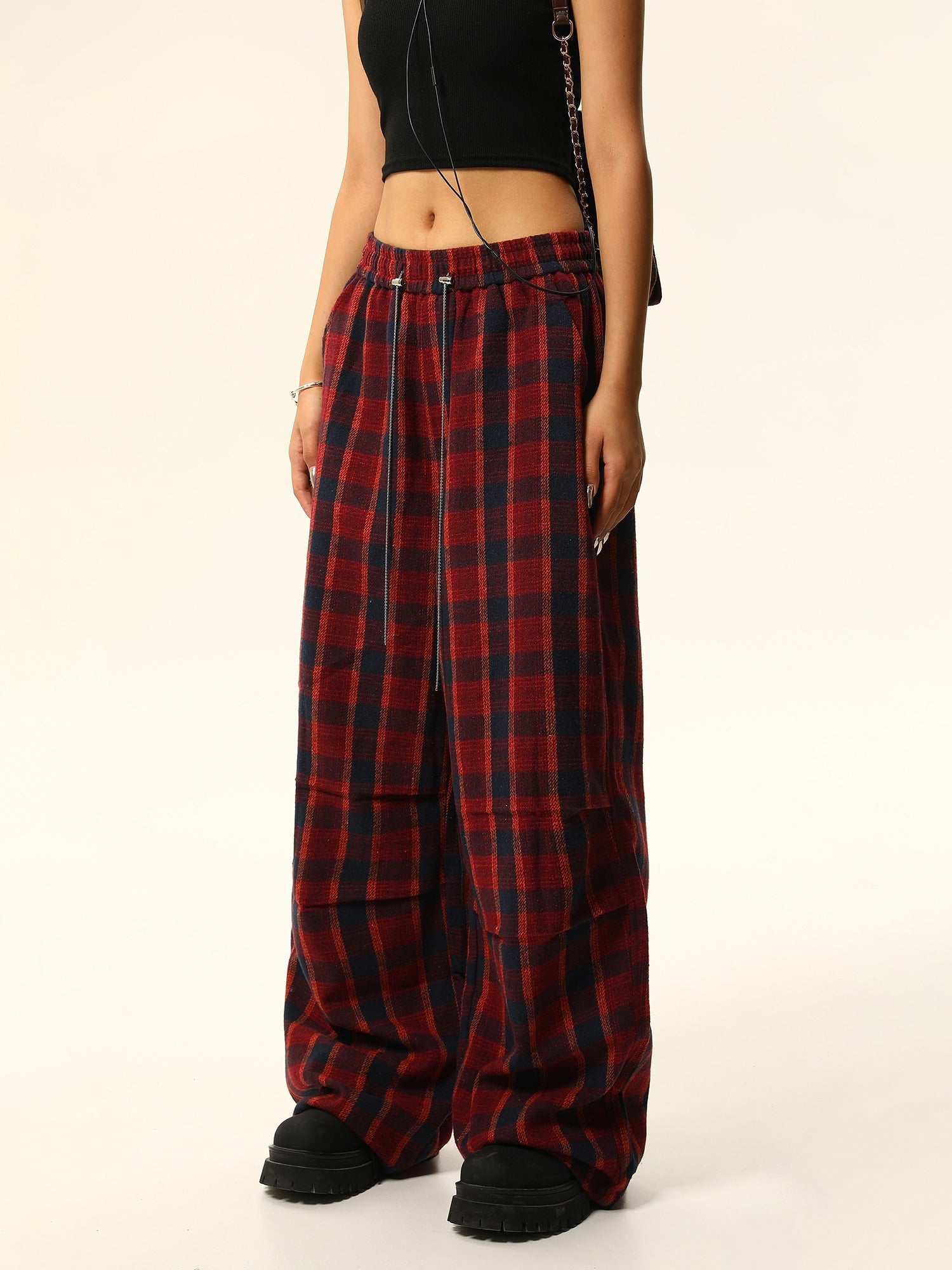 Buffalo Check Wide-Leg Lounge Pants