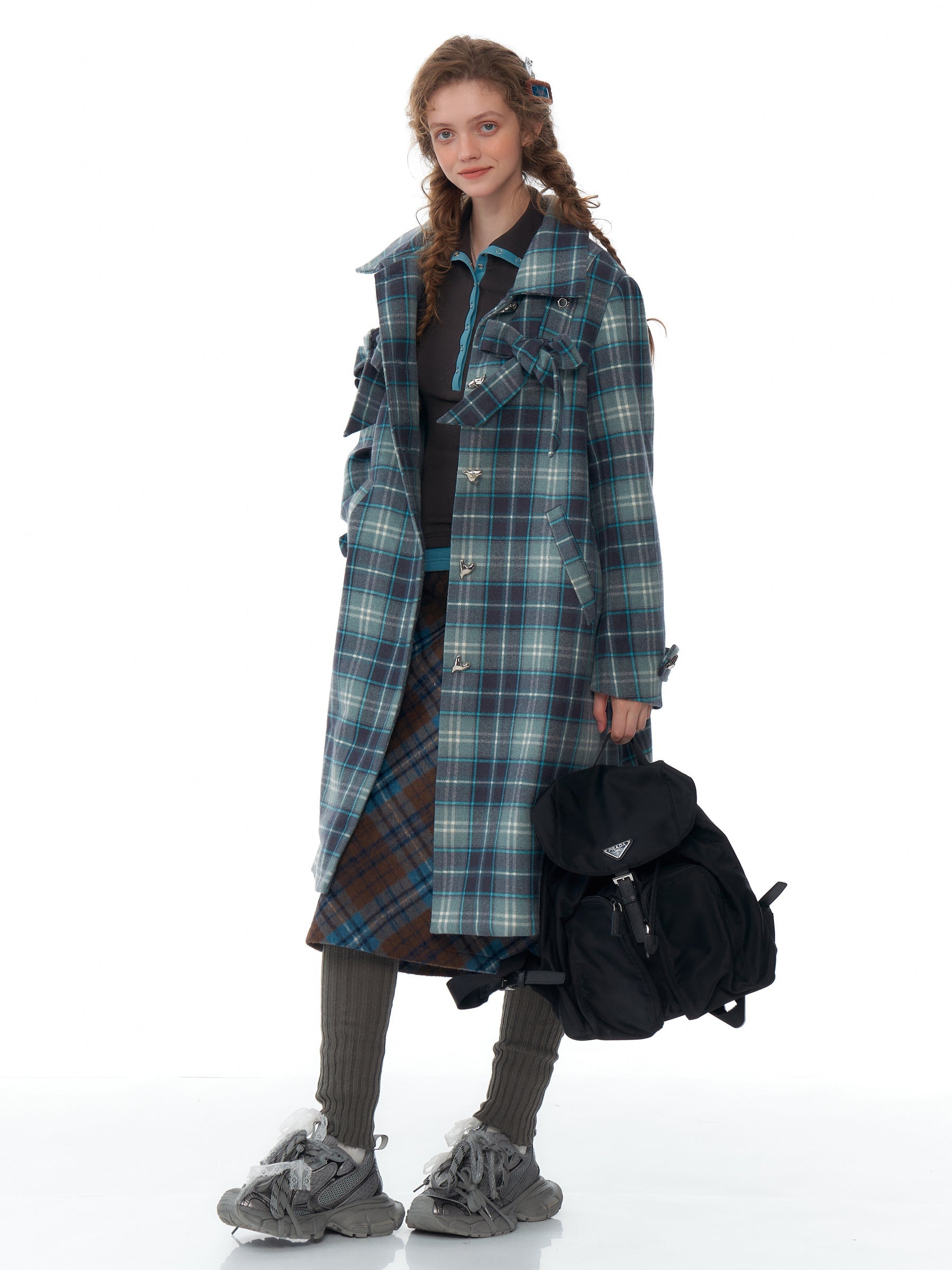 Plaid Toggle Duffle Coat