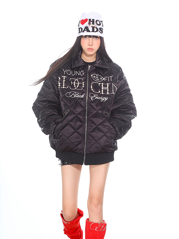 Crystal Logo Quilted Jacket