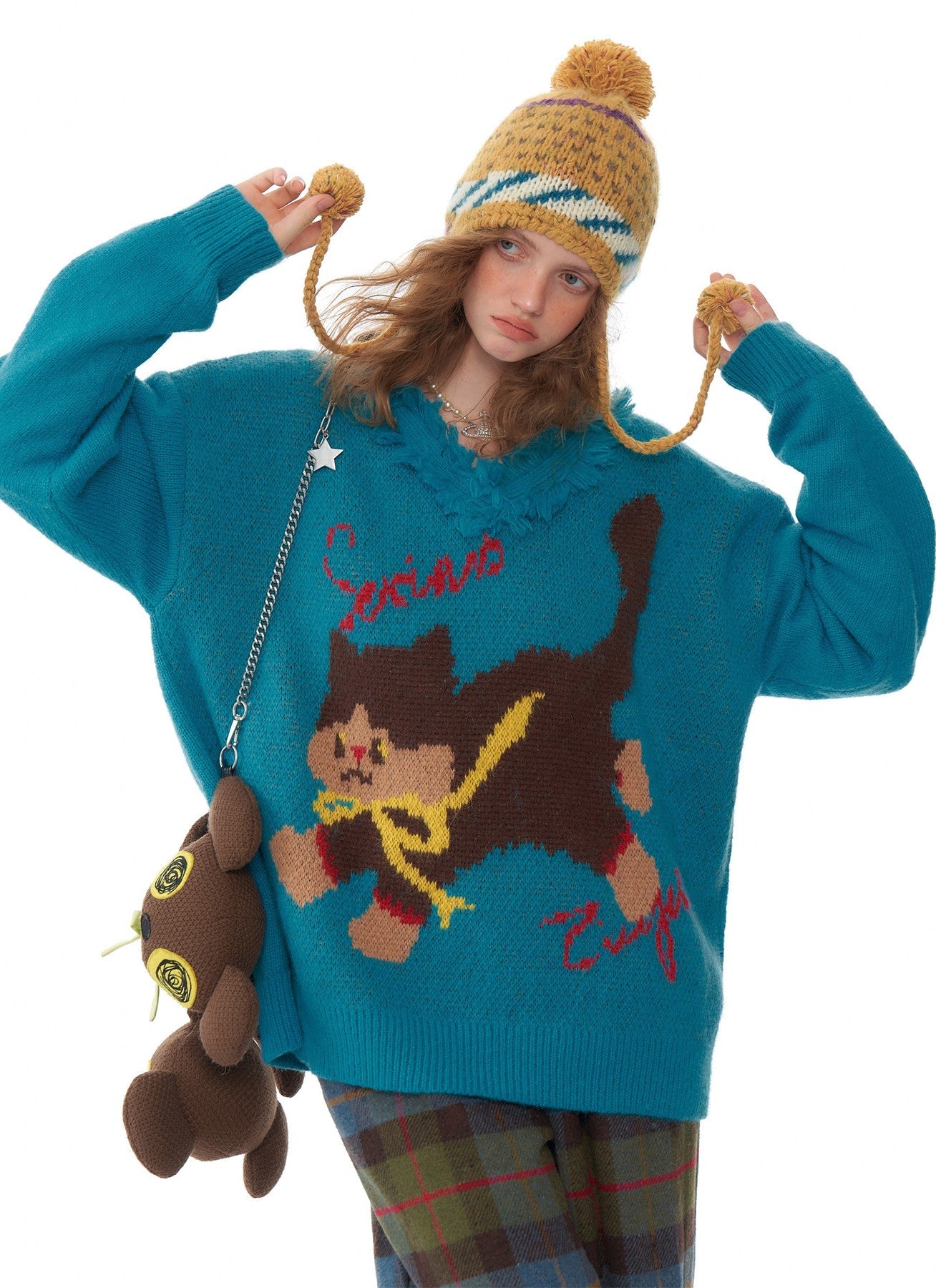 Dancing Cat Knit Sweater