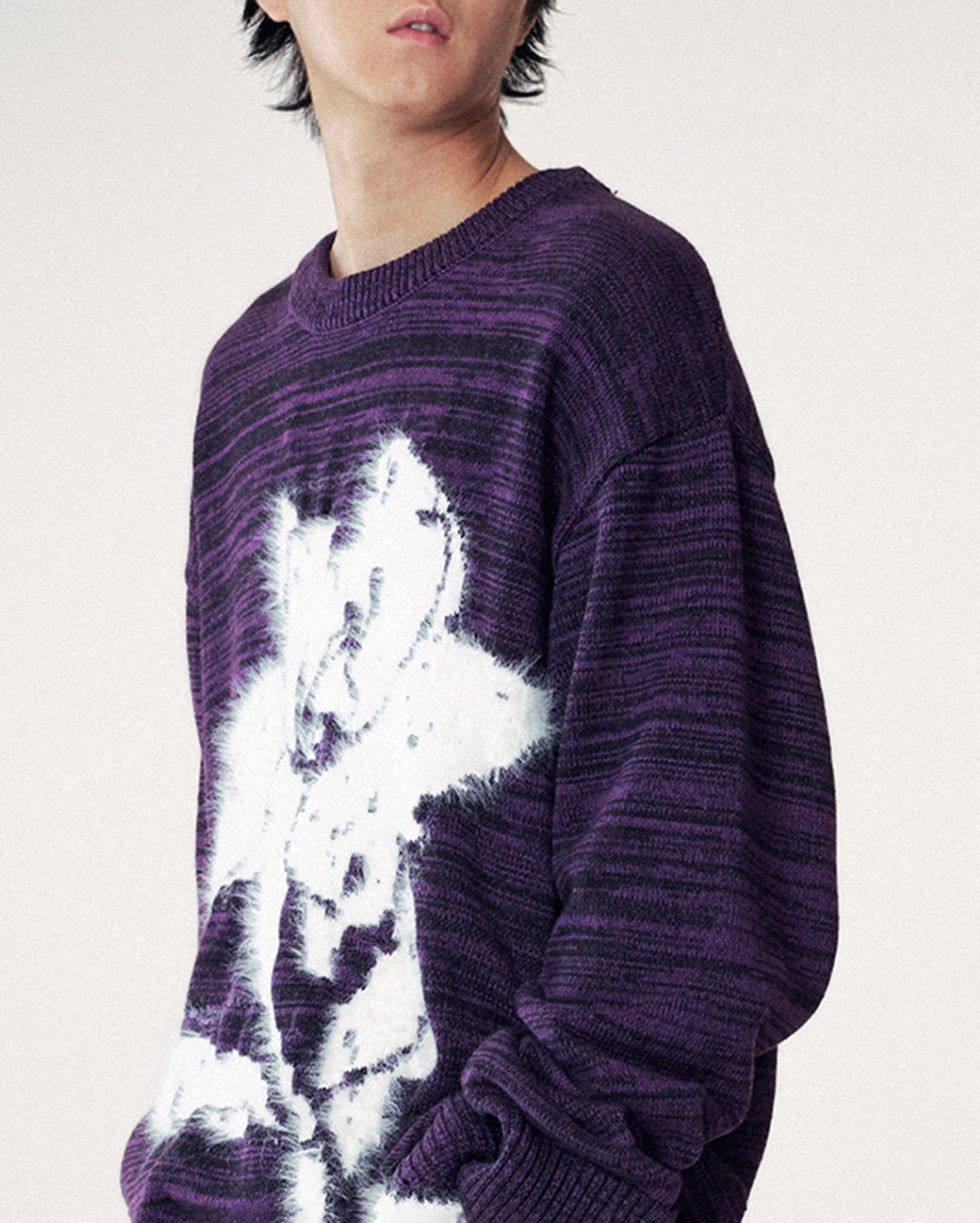 Abstract Print Purple Sweater