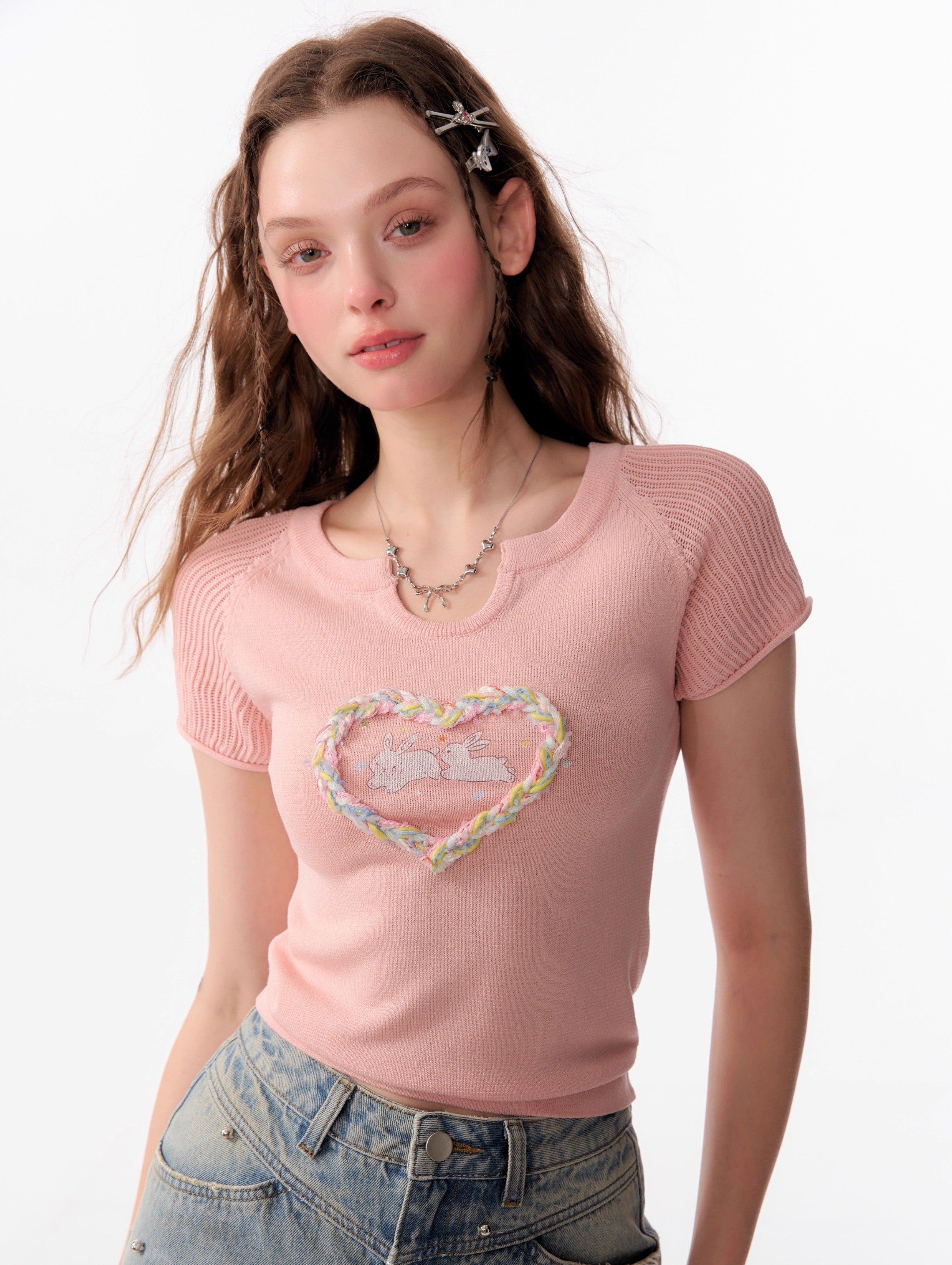 Braided Heart Knit Top