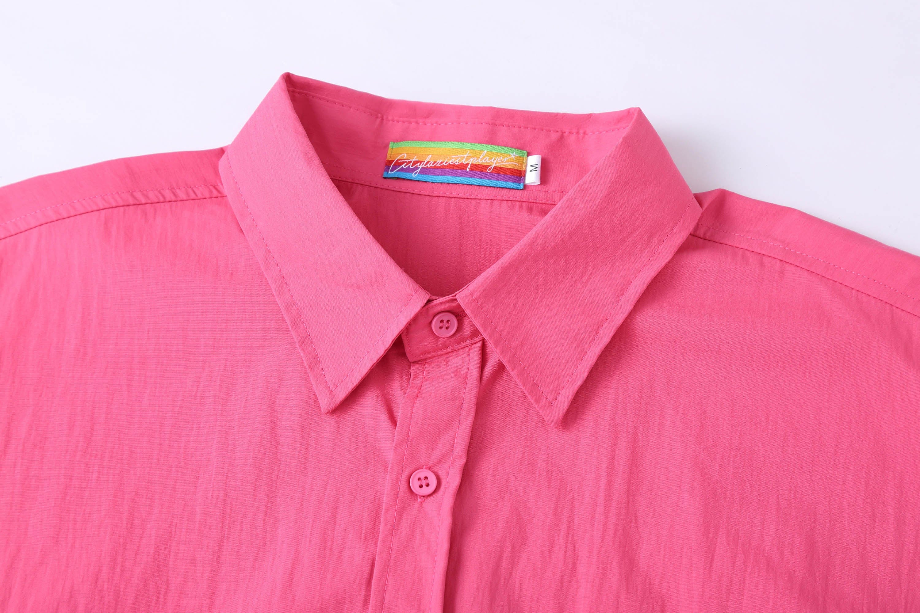 Oversized Crinkled Button-Up Shirt