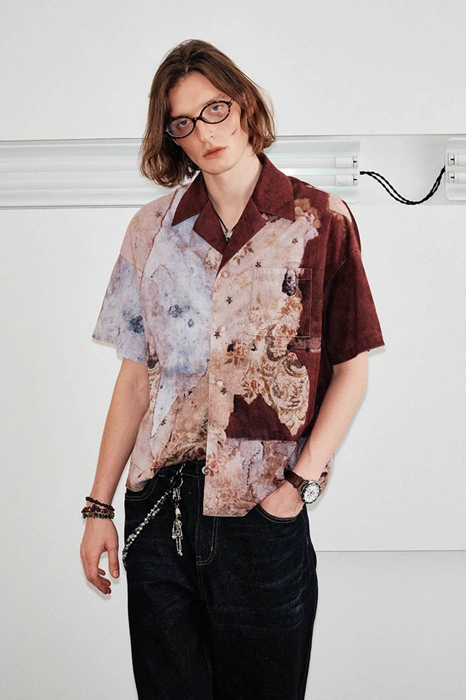 Abstract Print Camp Collar Shirt