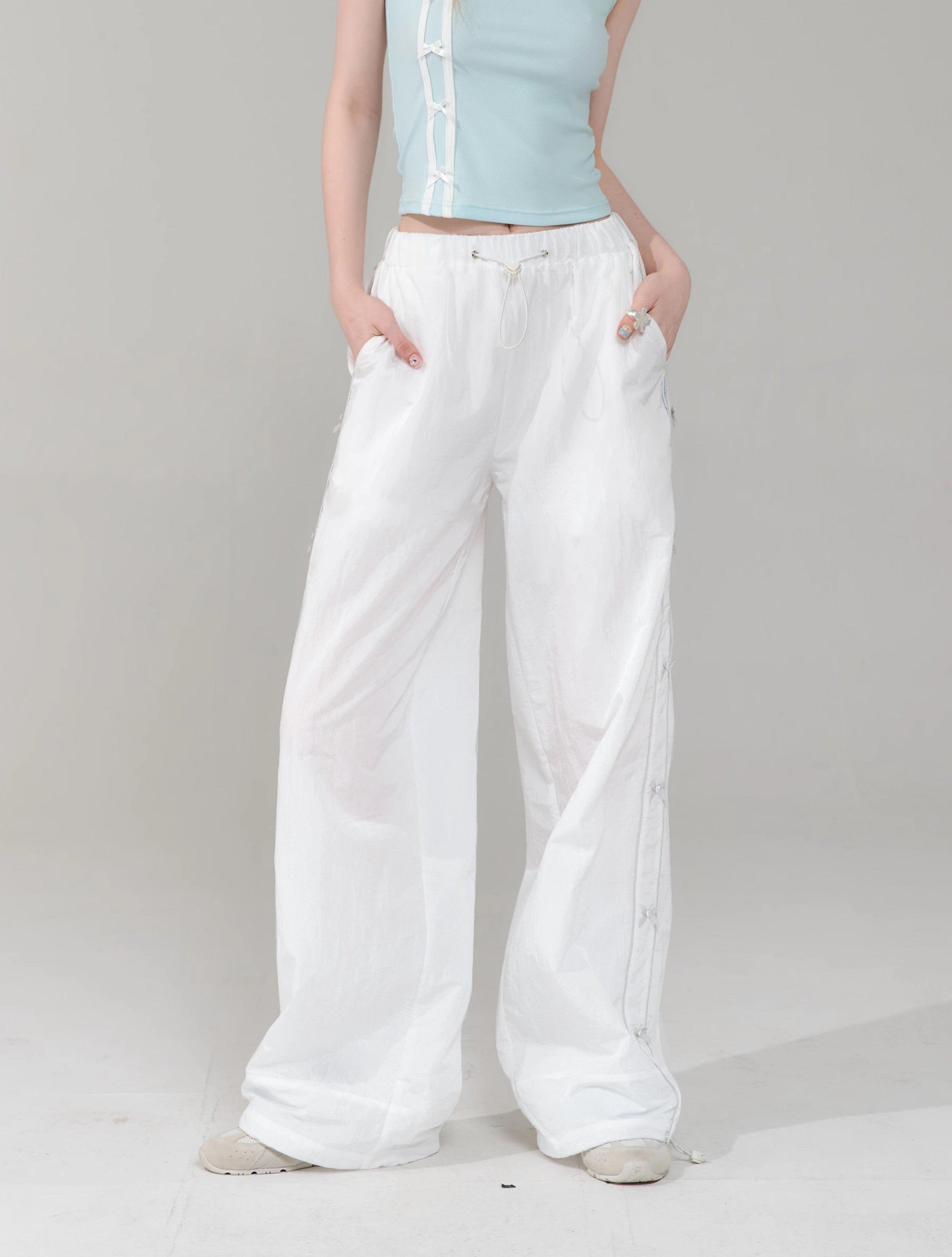 Side Snap Wide Leg Pants