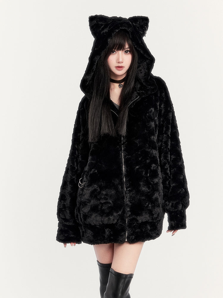 Cat Ear Faux Fur Jacket