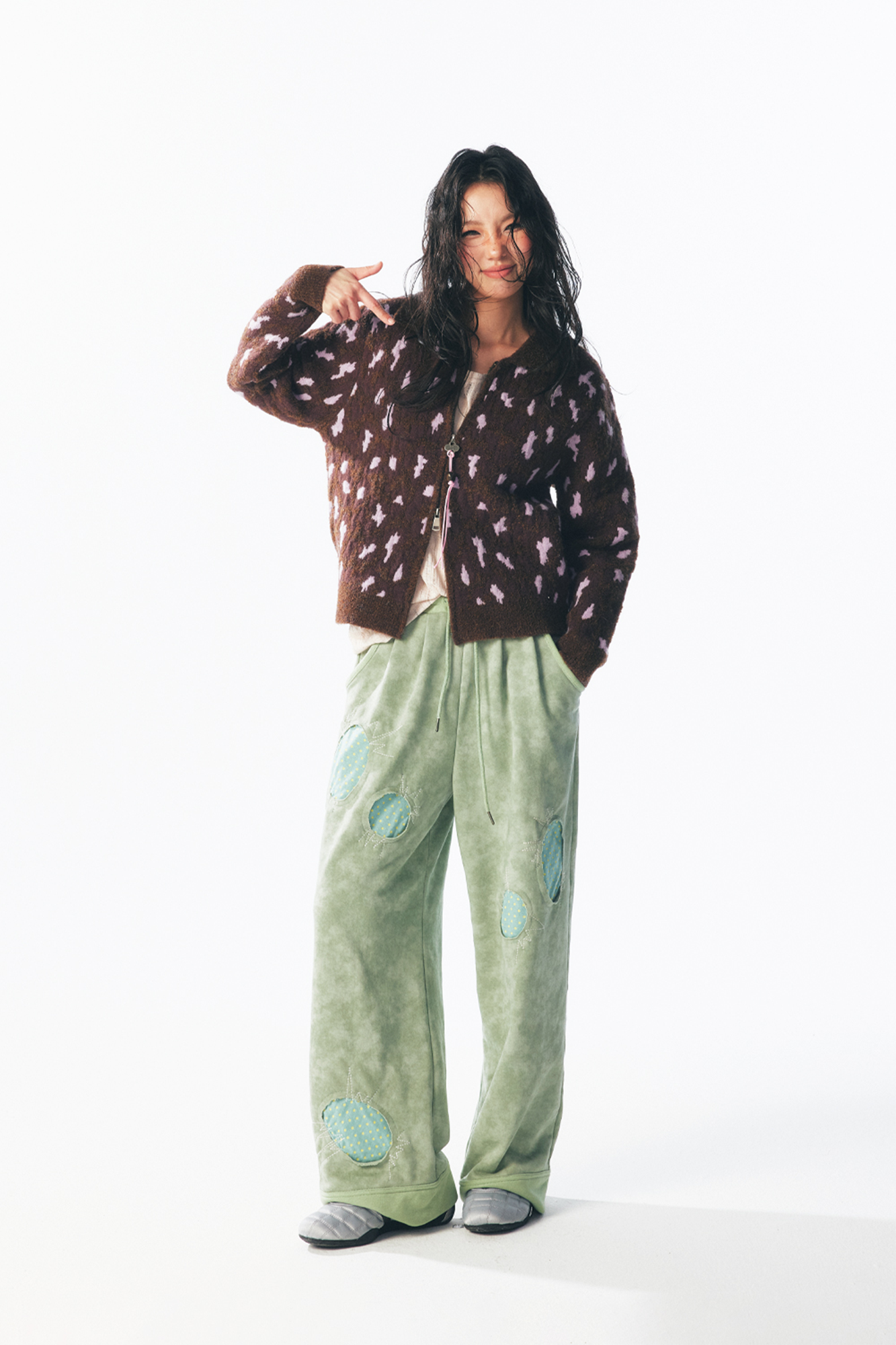 Strawberry Leopard Dual-Zip Knit Jacket