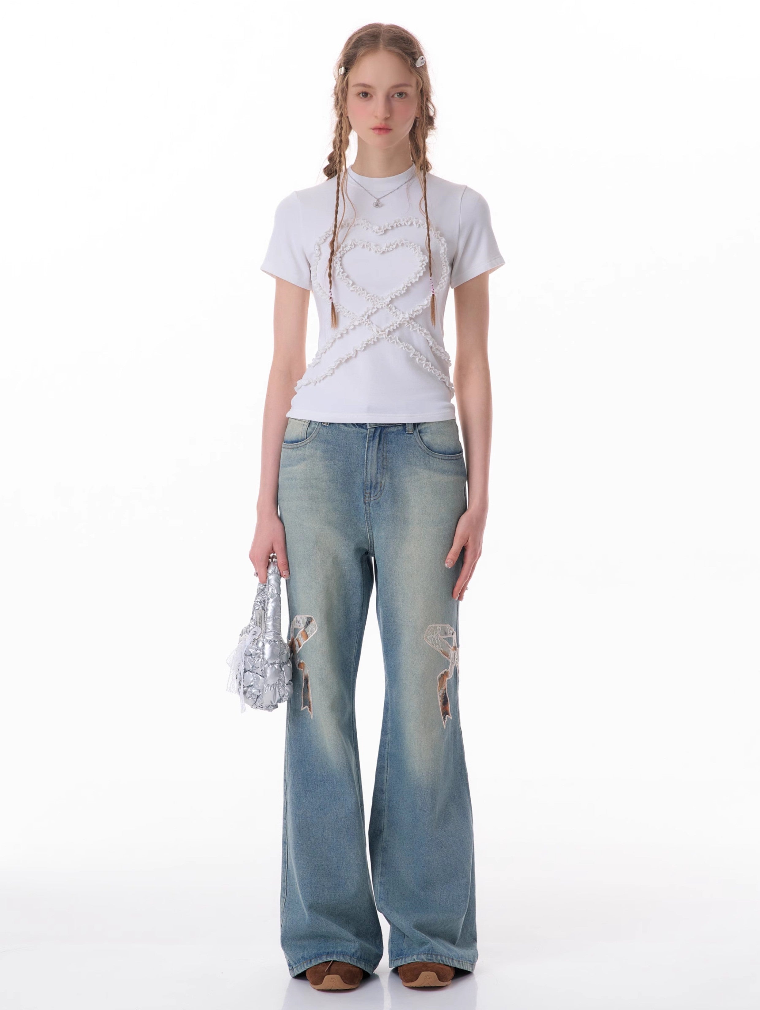 Bow Patch Flare Jeans