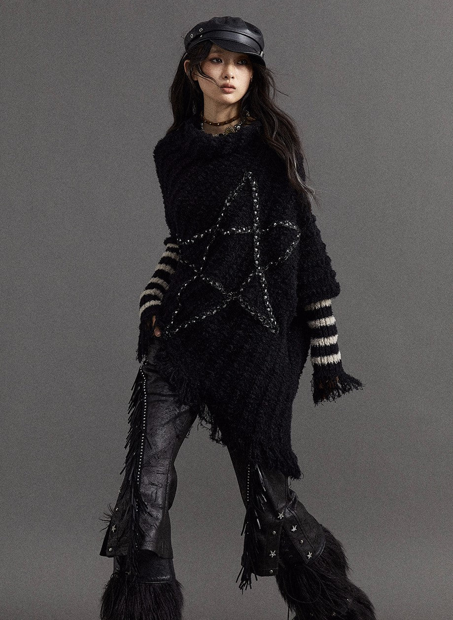 Distressed Star Mohair Sweater