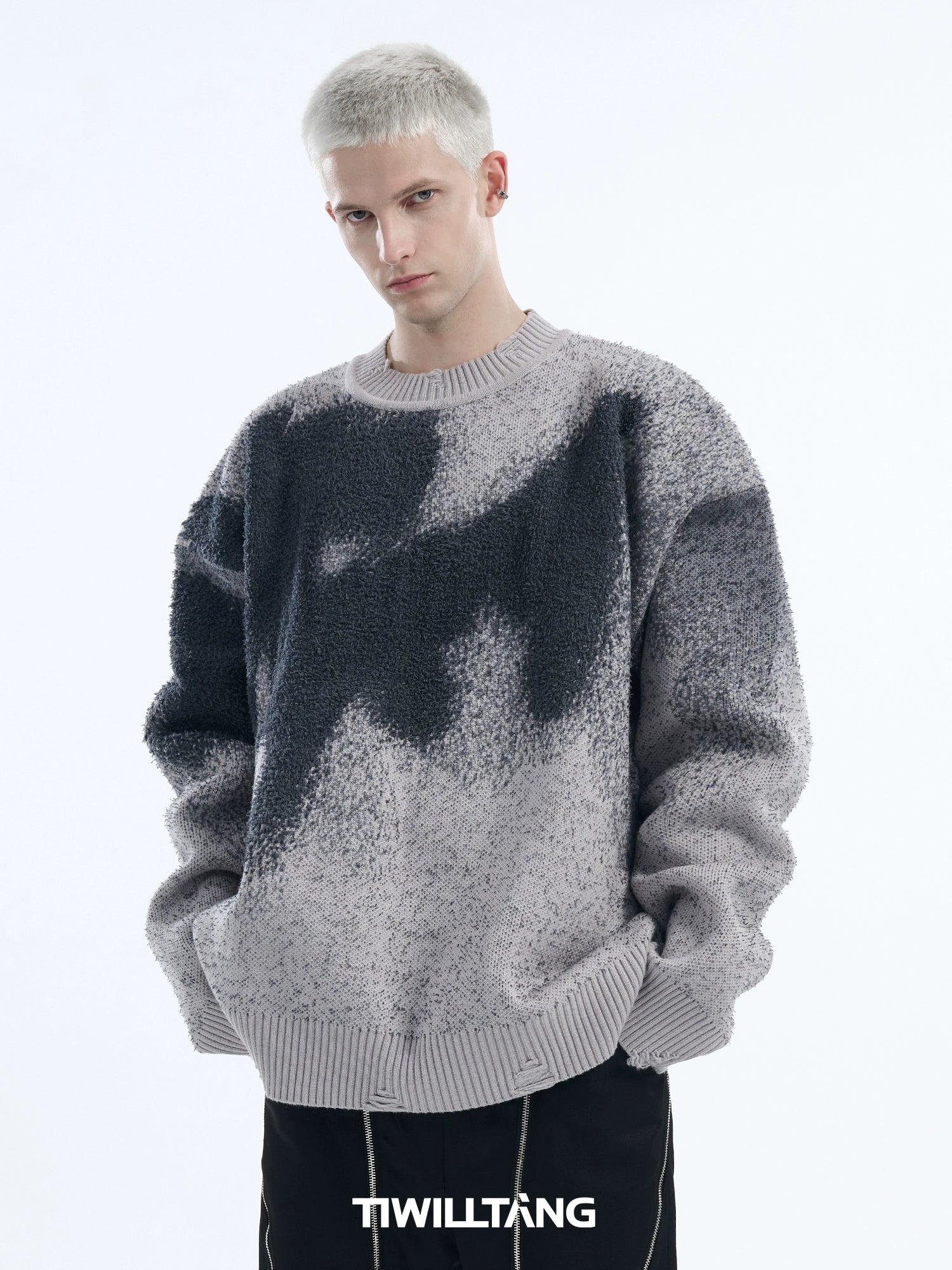 Paint Spray Distressed Sweater - chiclara