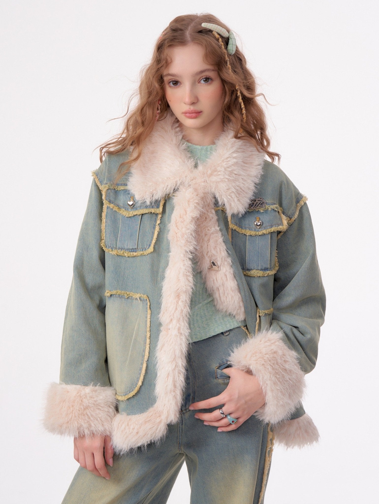 Fur Trim Denim Jacket