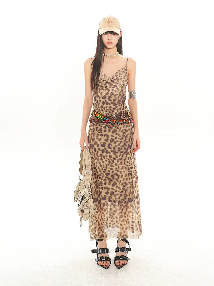 Leopard Print Slip Maxi Dress