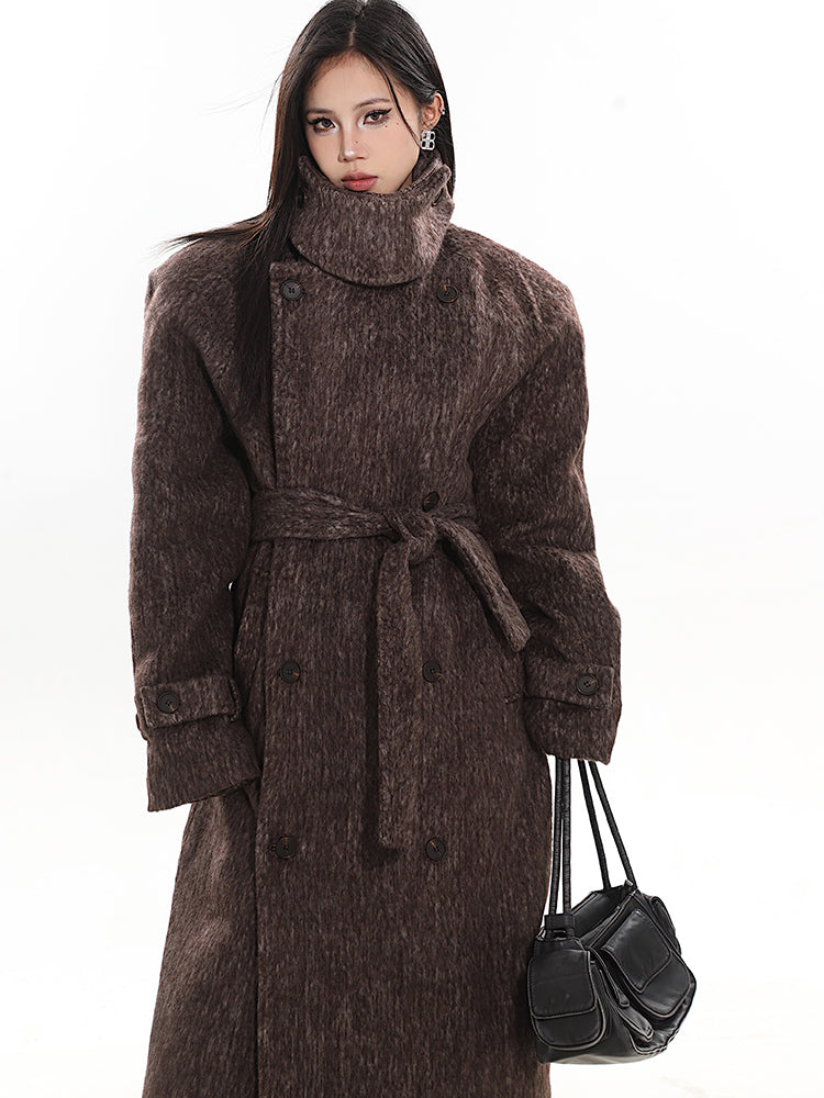 Turtleneck Wool Maxi Coat