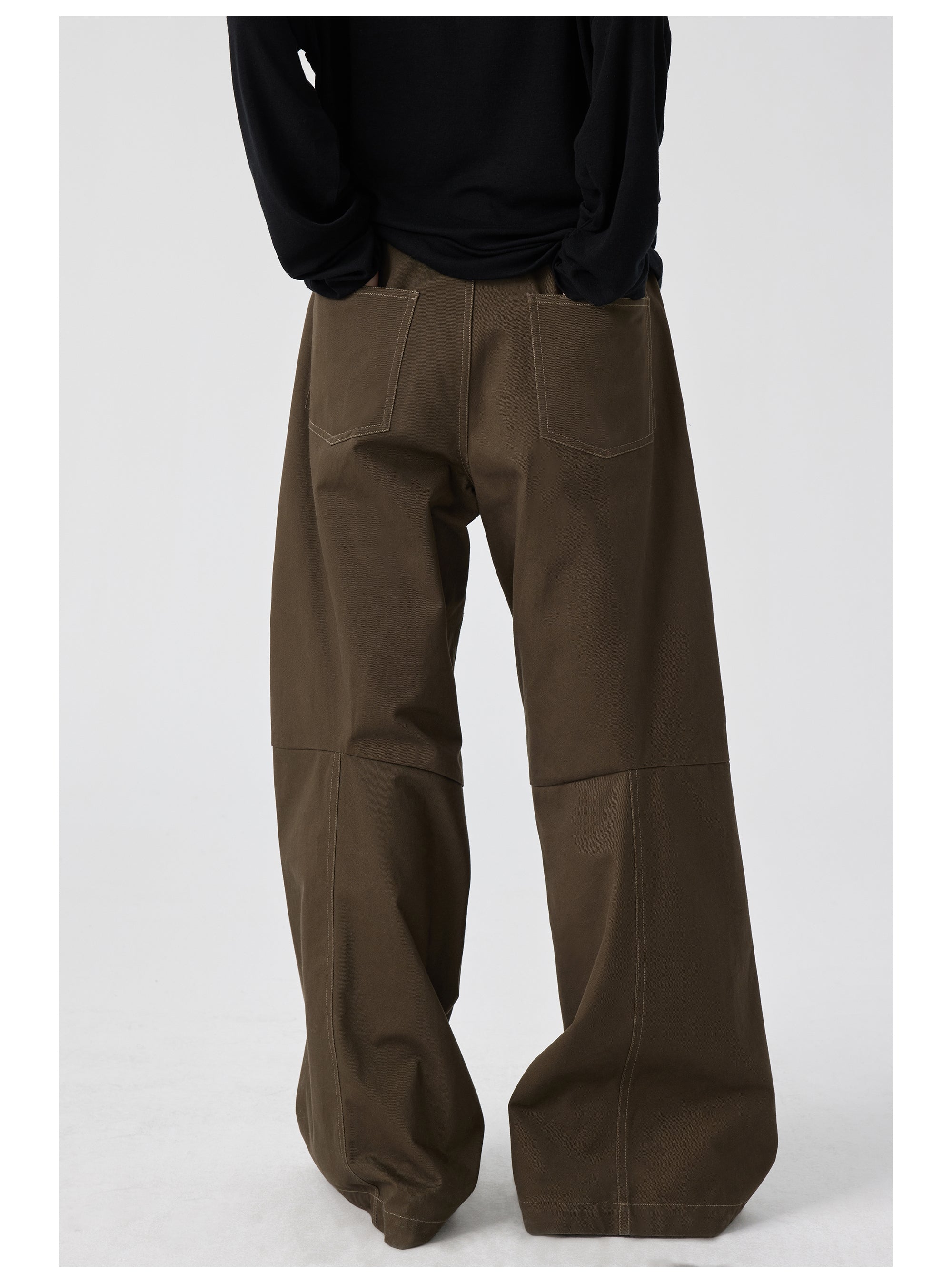 Wide-Leg Cotton Trousers With Darted Knees