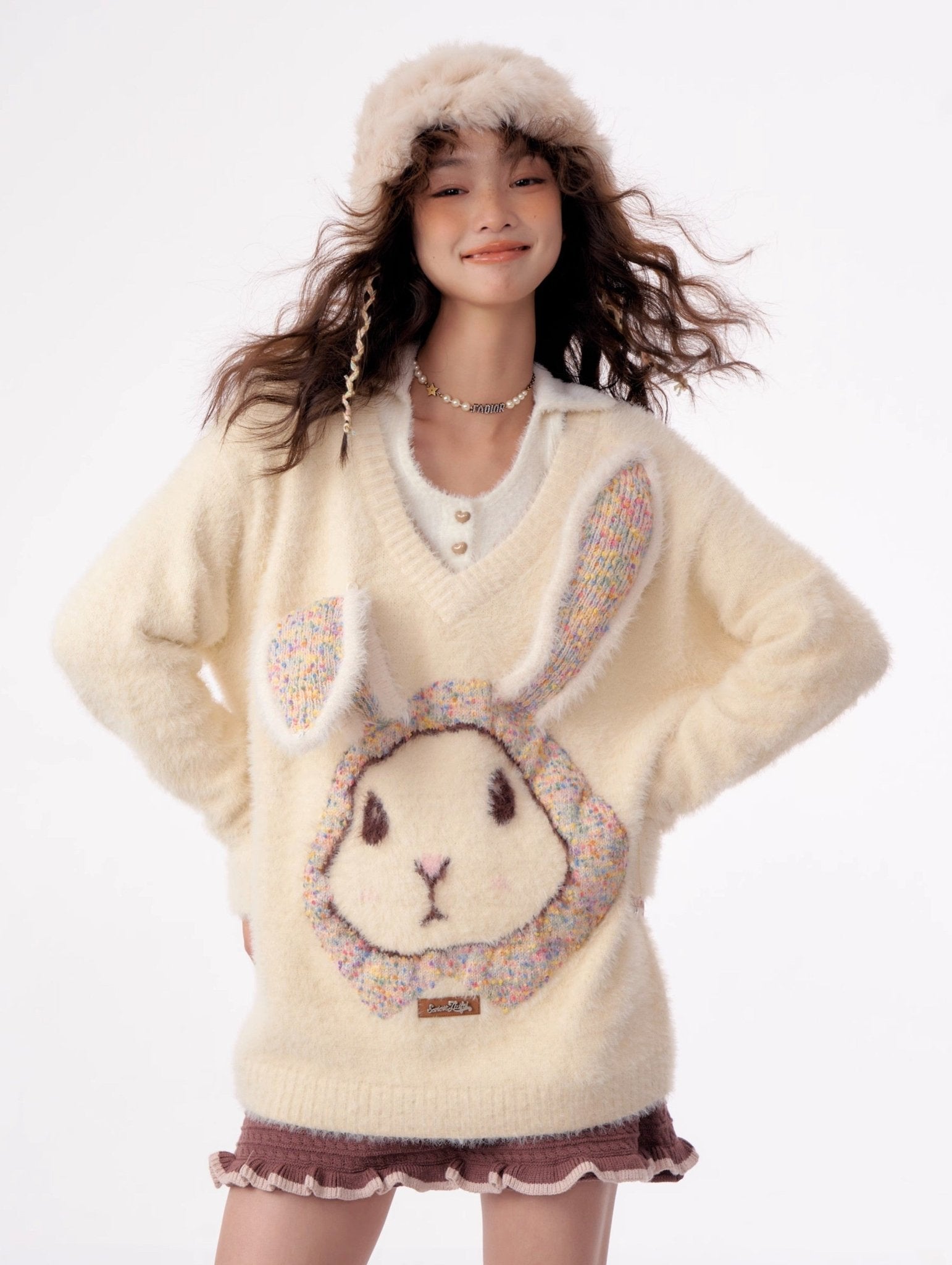 Fluffy Rabbit Cream Sweater