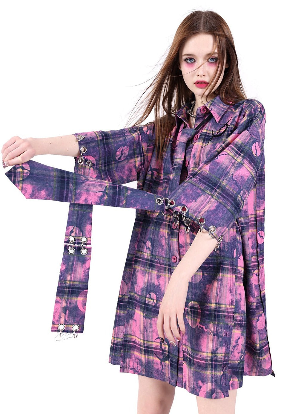 PINKSPINK Cosmic Grunge Oversized Flannel - Purple/Pink