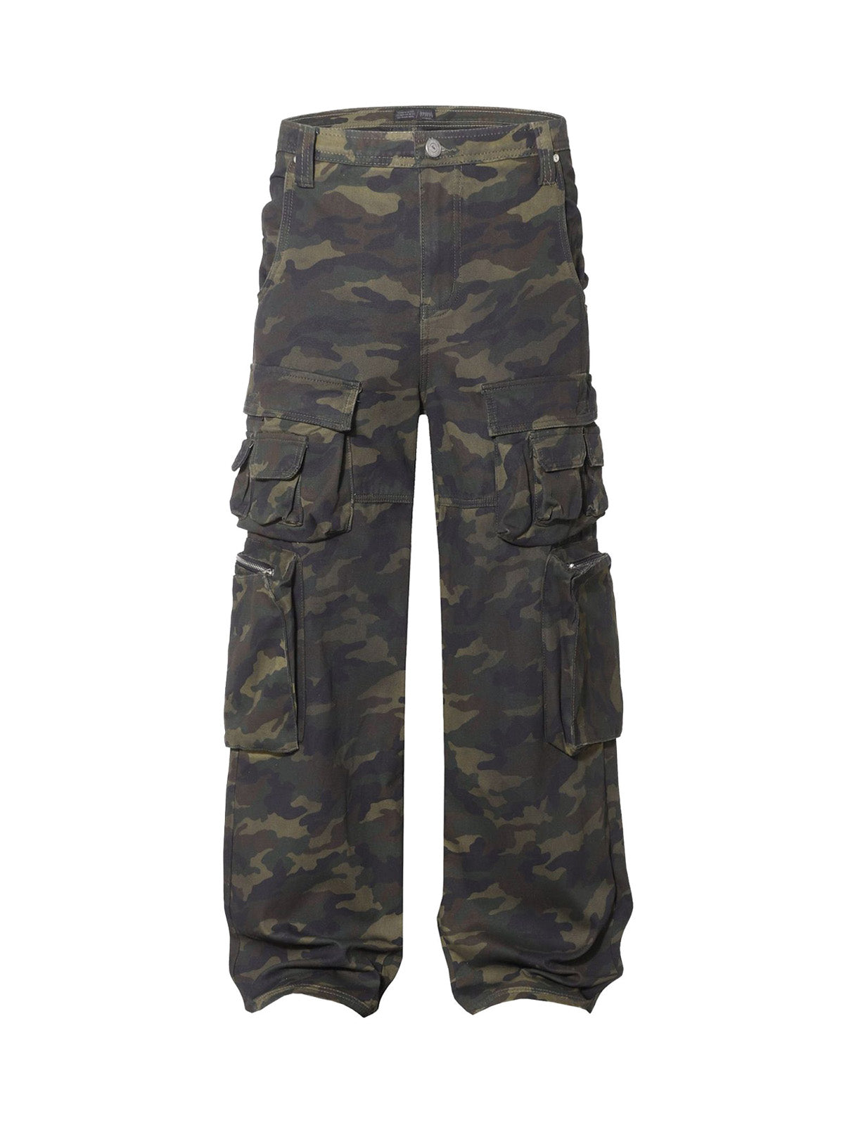 Camo Wide-Leg Cargo Overalls - Streetwear Style