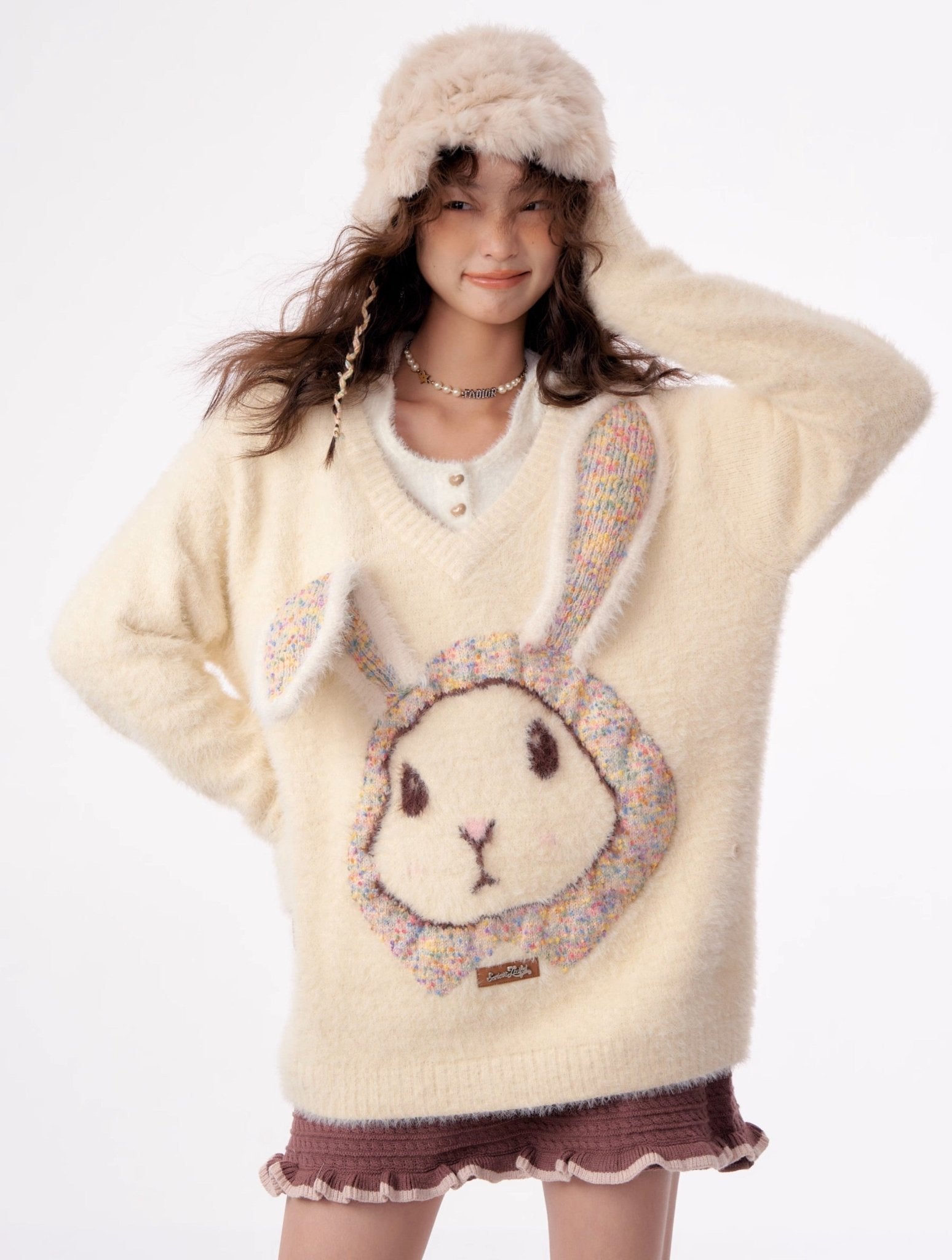 Fluffy Rabbit Cream Sweater