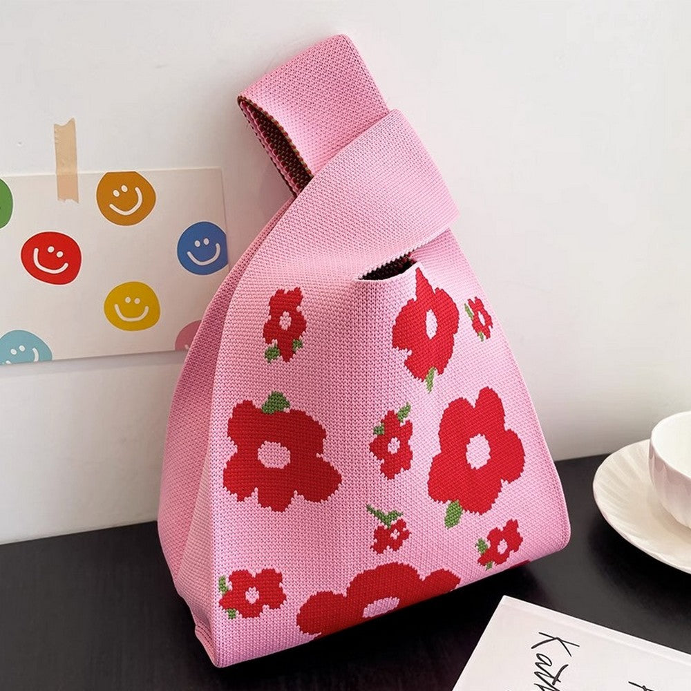 Retro Pattern Knit Storage Pouch