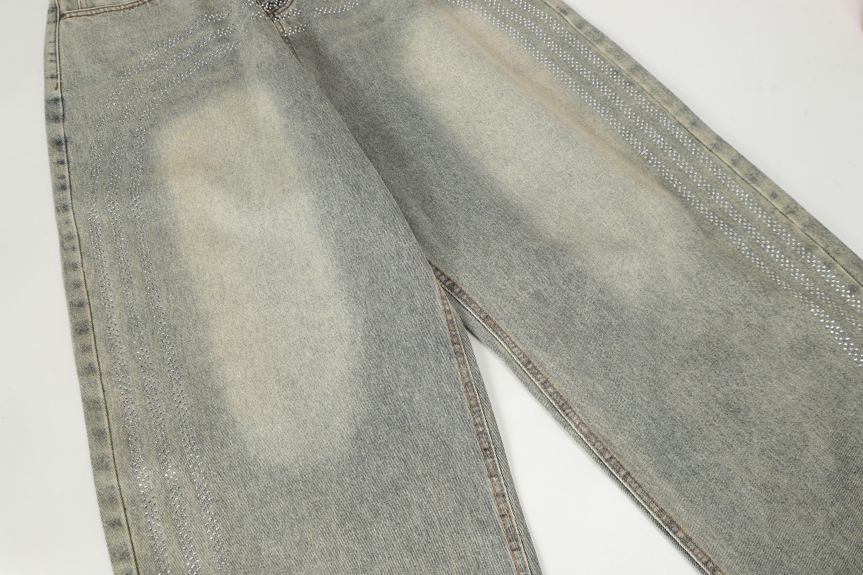 Rhinestone Trim Vintage Jeans