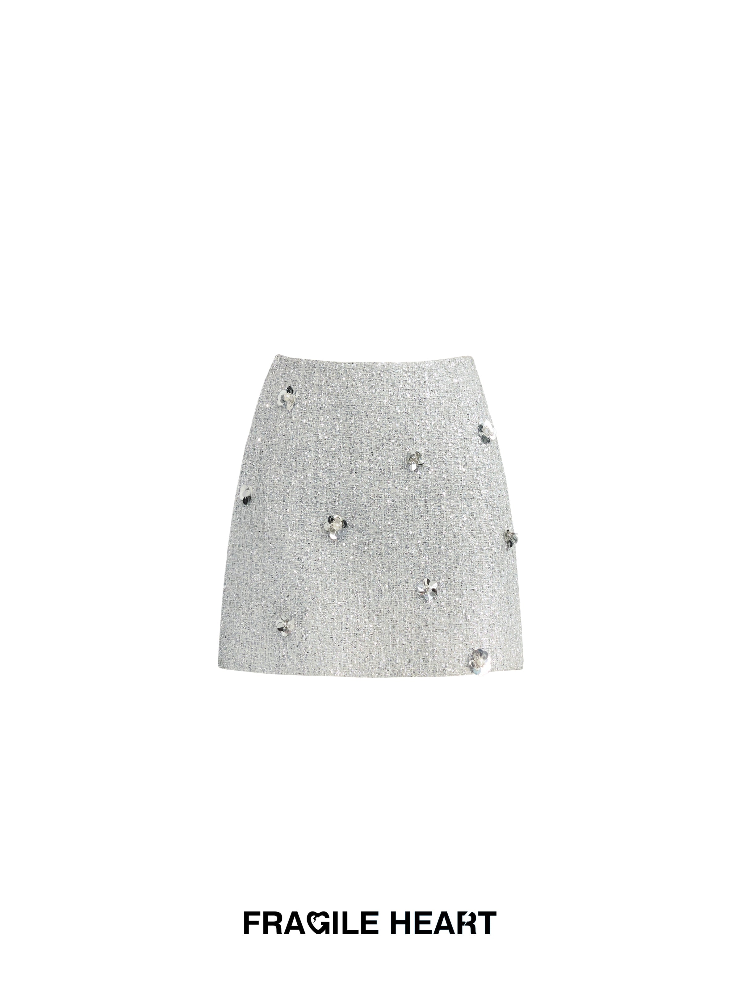 Crystal Flower Tweed Skirt