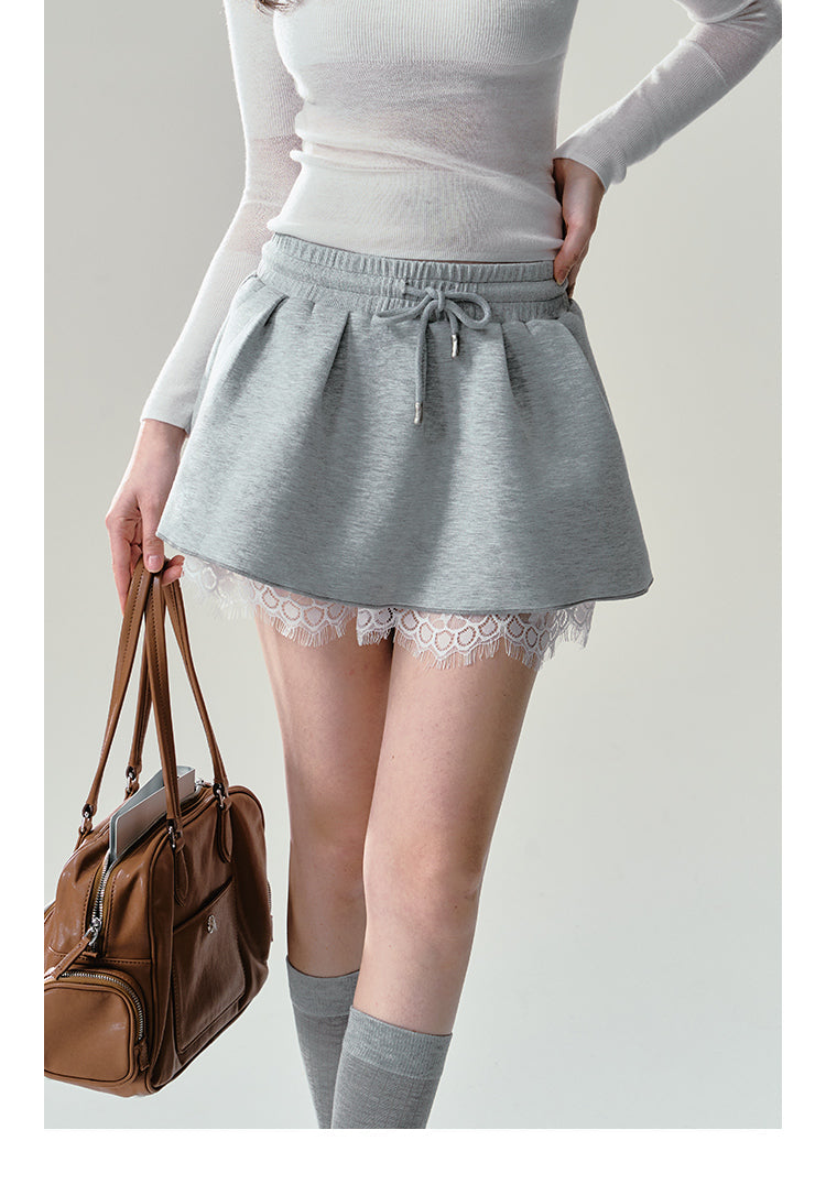 Floral Print Grey Lace Trim Sweatshirt Set-Up