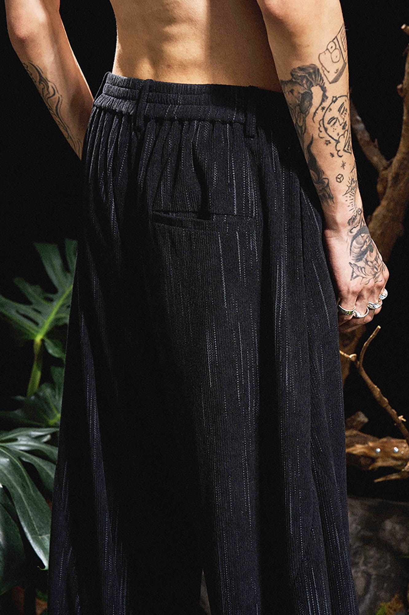 Black Layered Wide Leg Jeans