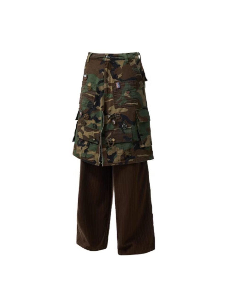 Camuflaje de la falda de carga Pantaltios de pierna ancha