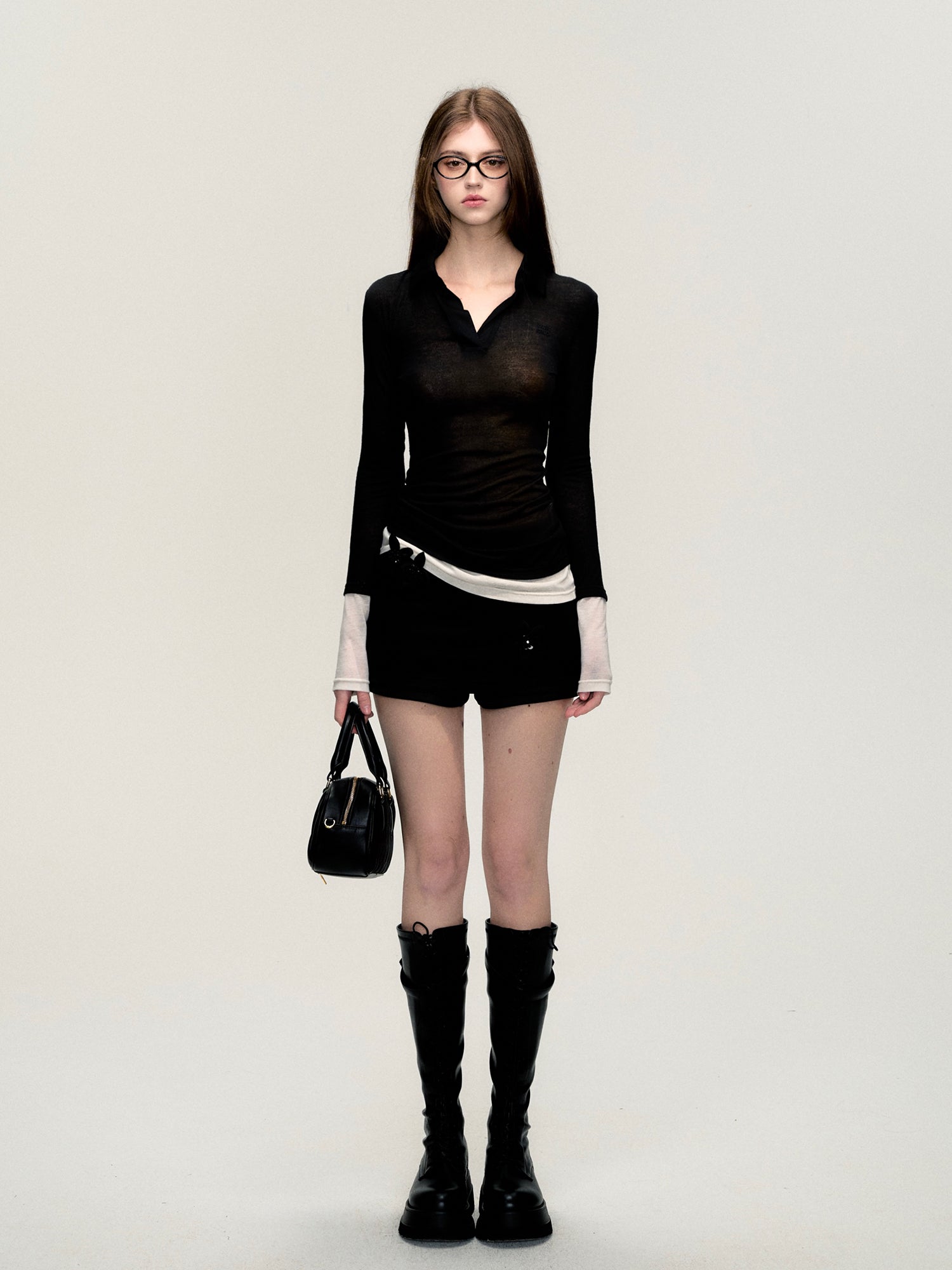 Sheer Knit Polo Shirt