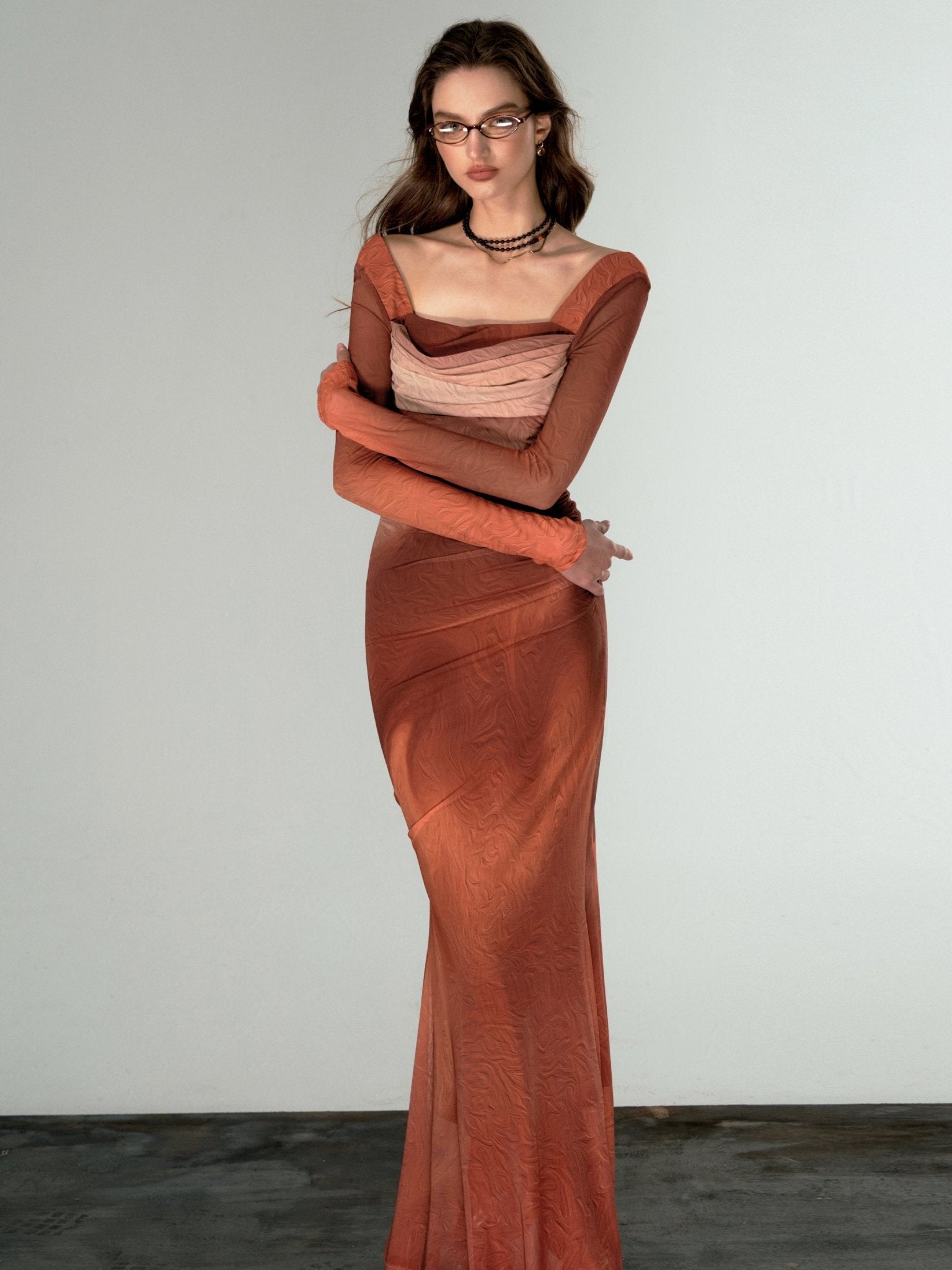 Elegant Square Neck Maxi Dress - chiclara