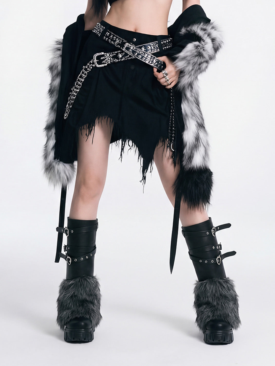 Platform Martin Boots with Removable Fur Shaft