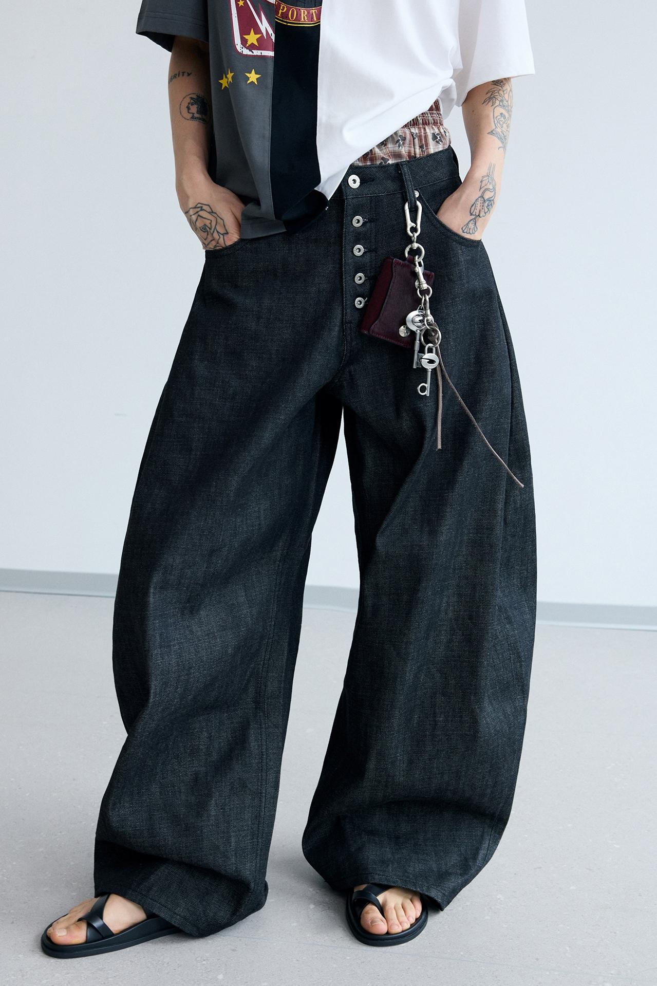 Men's Wide-Leg Curved Knife Jeans
