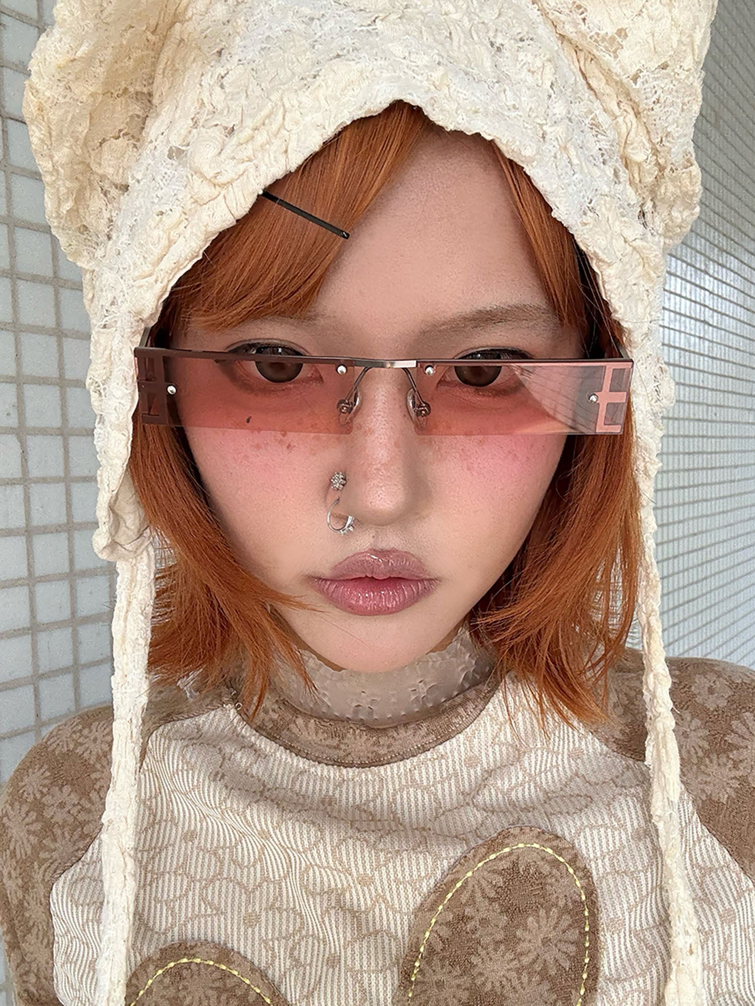 Tinted Rectangle Bar-Temple Sunglasses - view 9