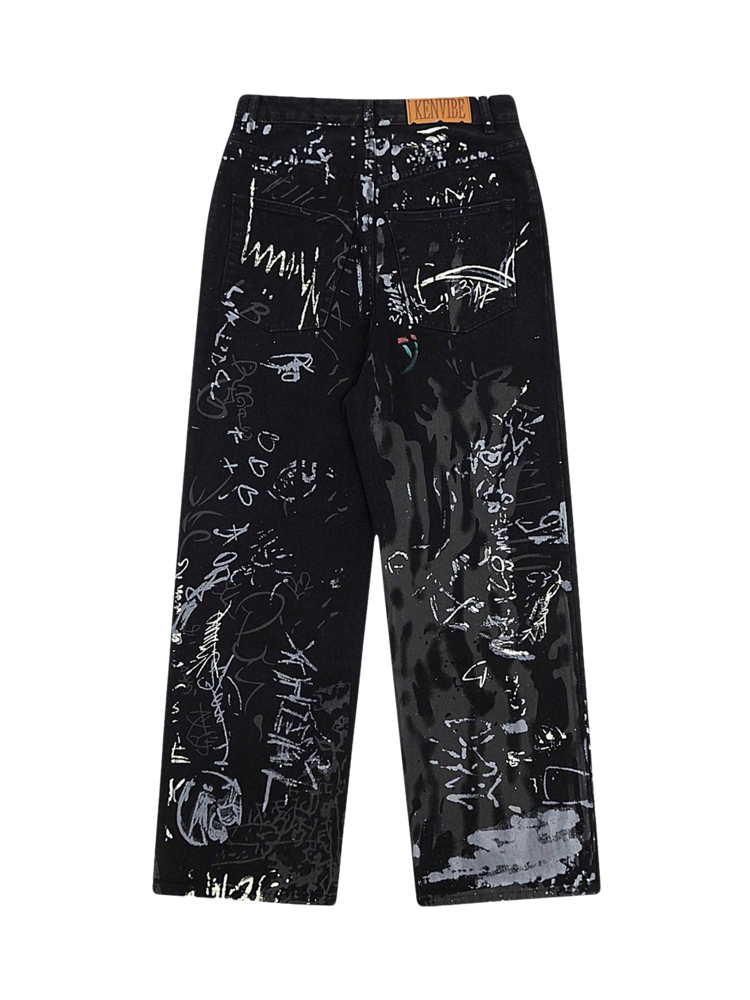 Graffiti Text Denim Pants