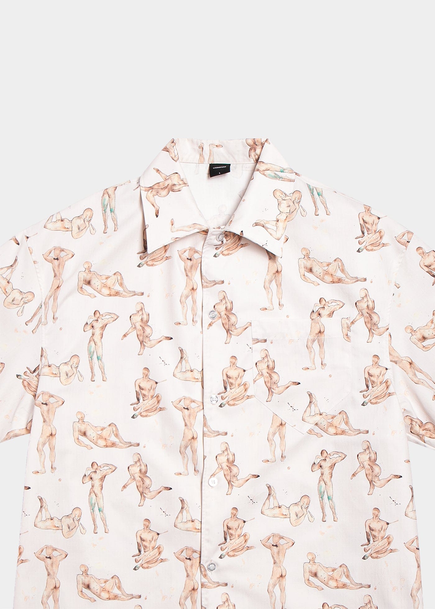 Figure Print Camp Collar Shirt