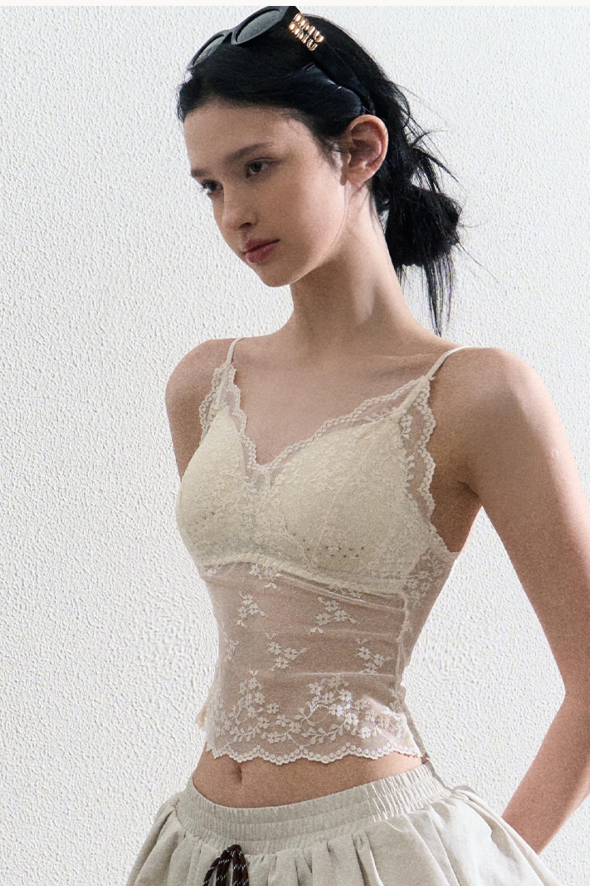 Cream Lace Camisole Top