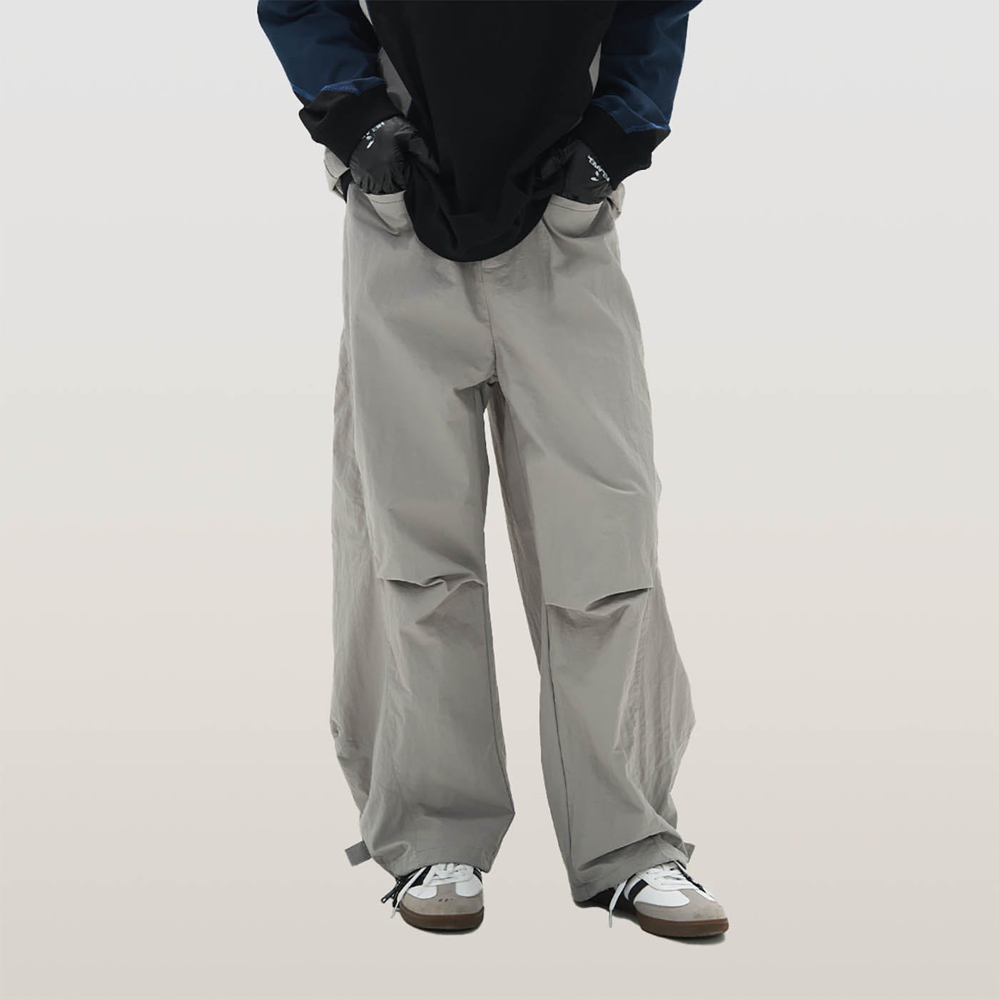 Pleated Spliced Track Pants