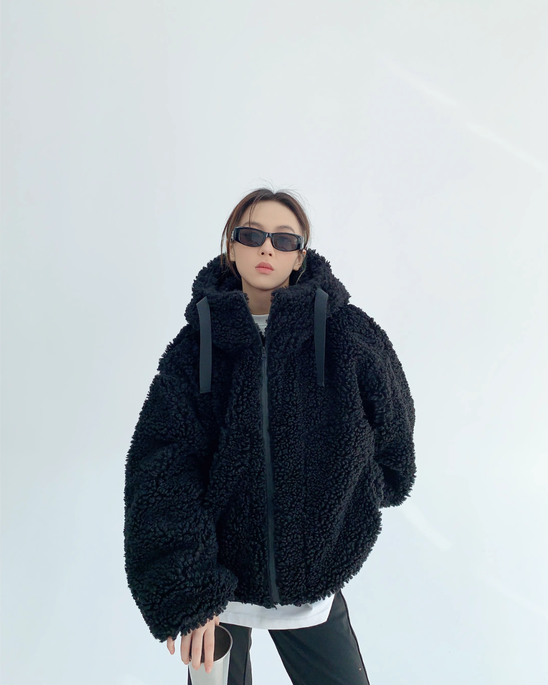 Midnight Plush Teddy Zip Hoodie