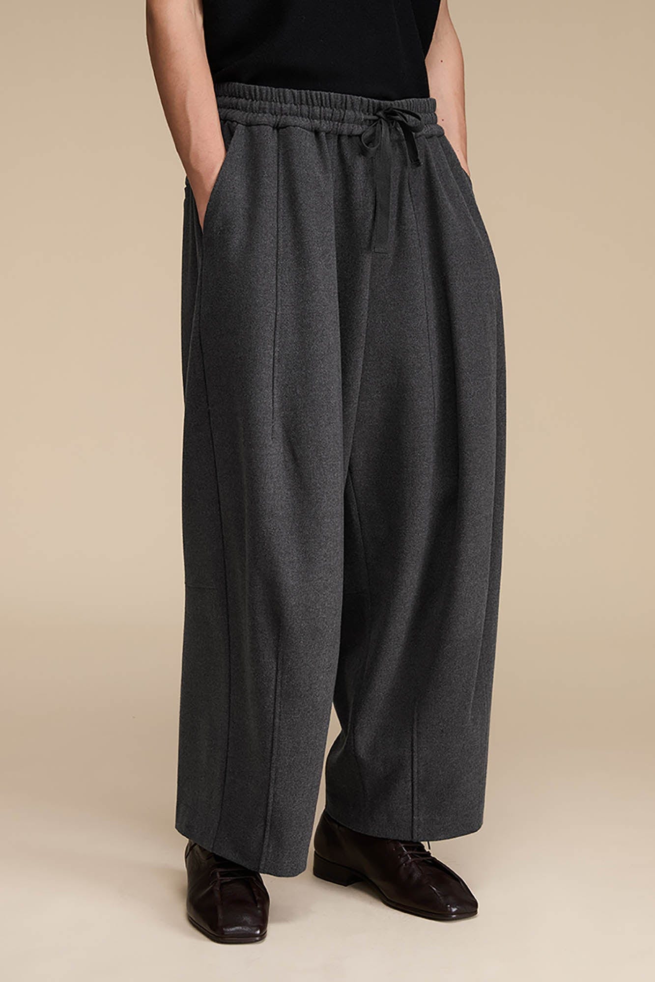 Drawstring Waist Wide-Leg Pants