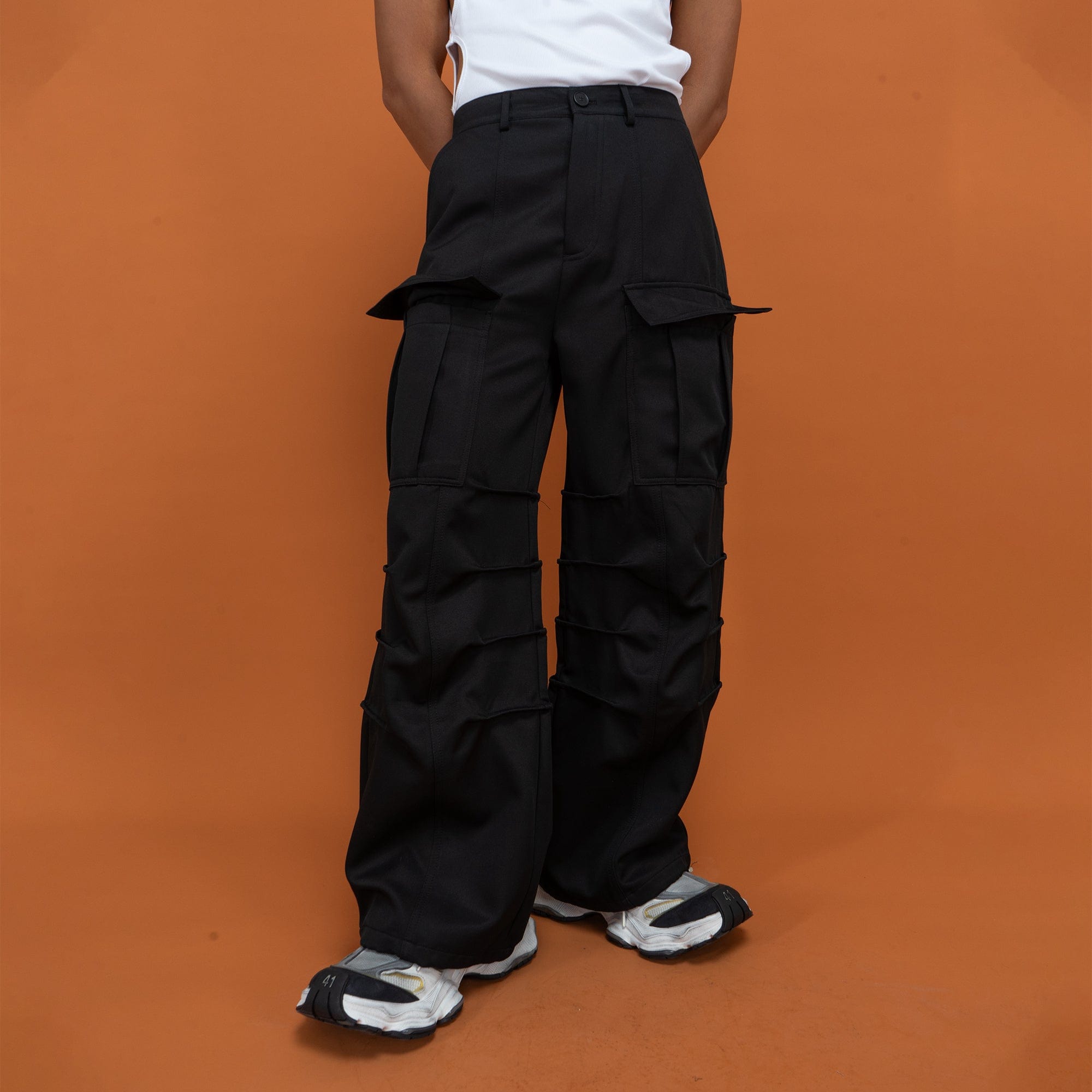 Multi-Pocket Crinkled Cargo Pants