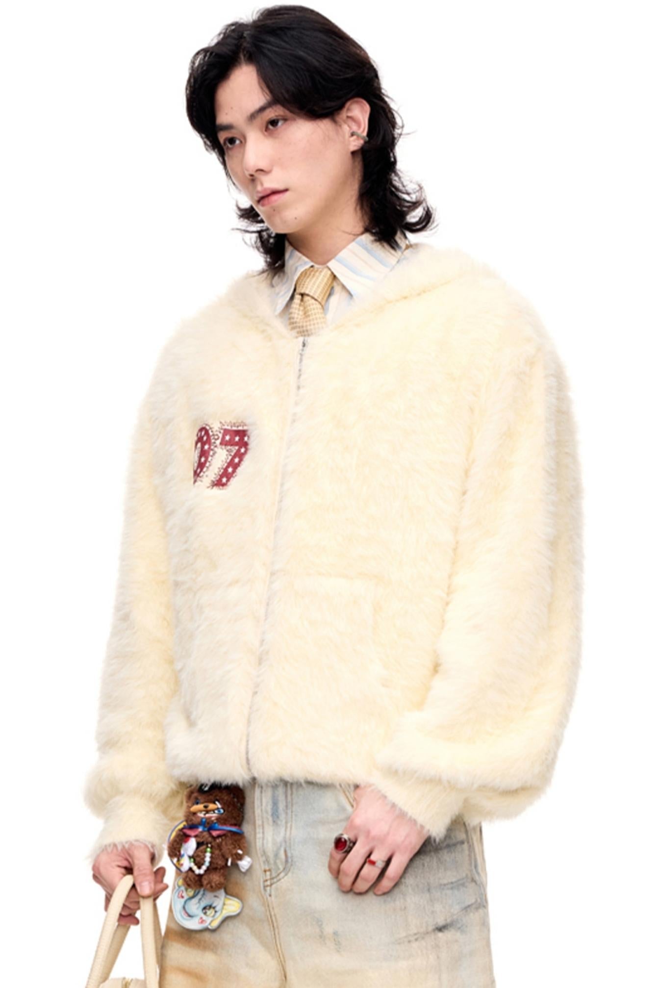 Men's Embroidered Loose Hooded Cardigan