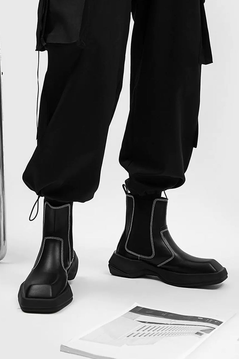 Contrast Stitch Platform Boots