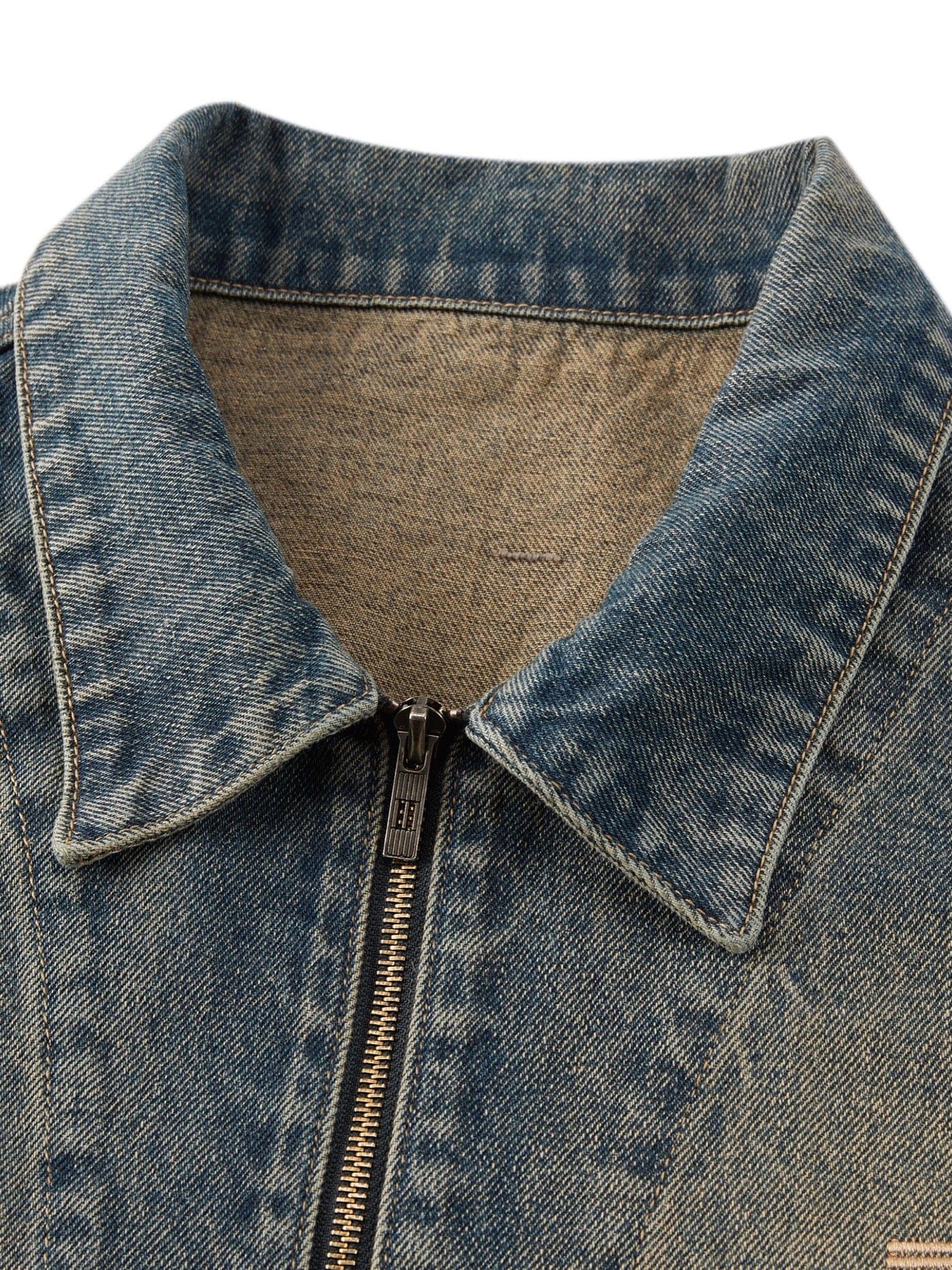 Washed Denim Zip-Up Jacket