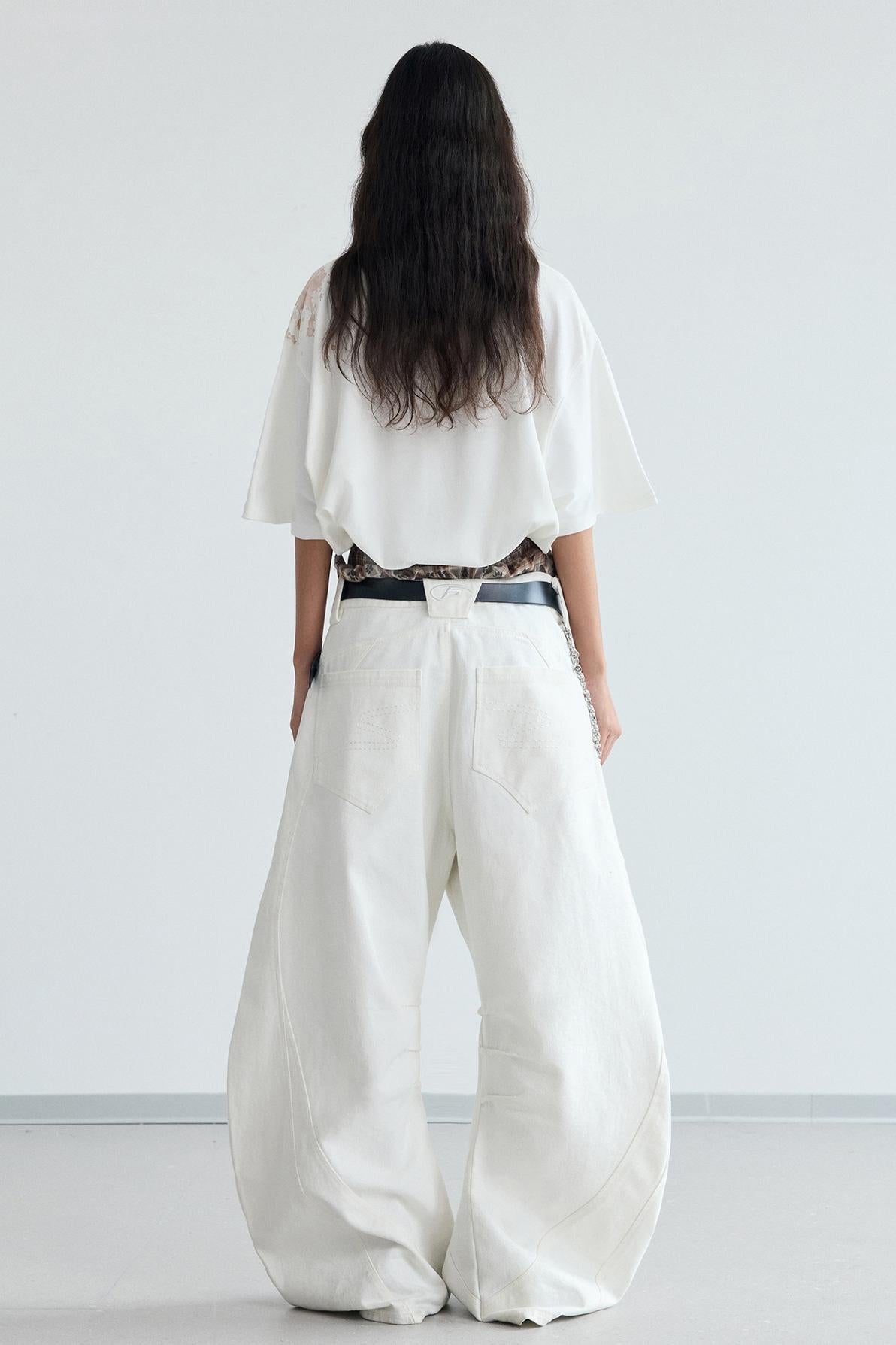 Men's Frayed Wide-Leg Machete Jeans