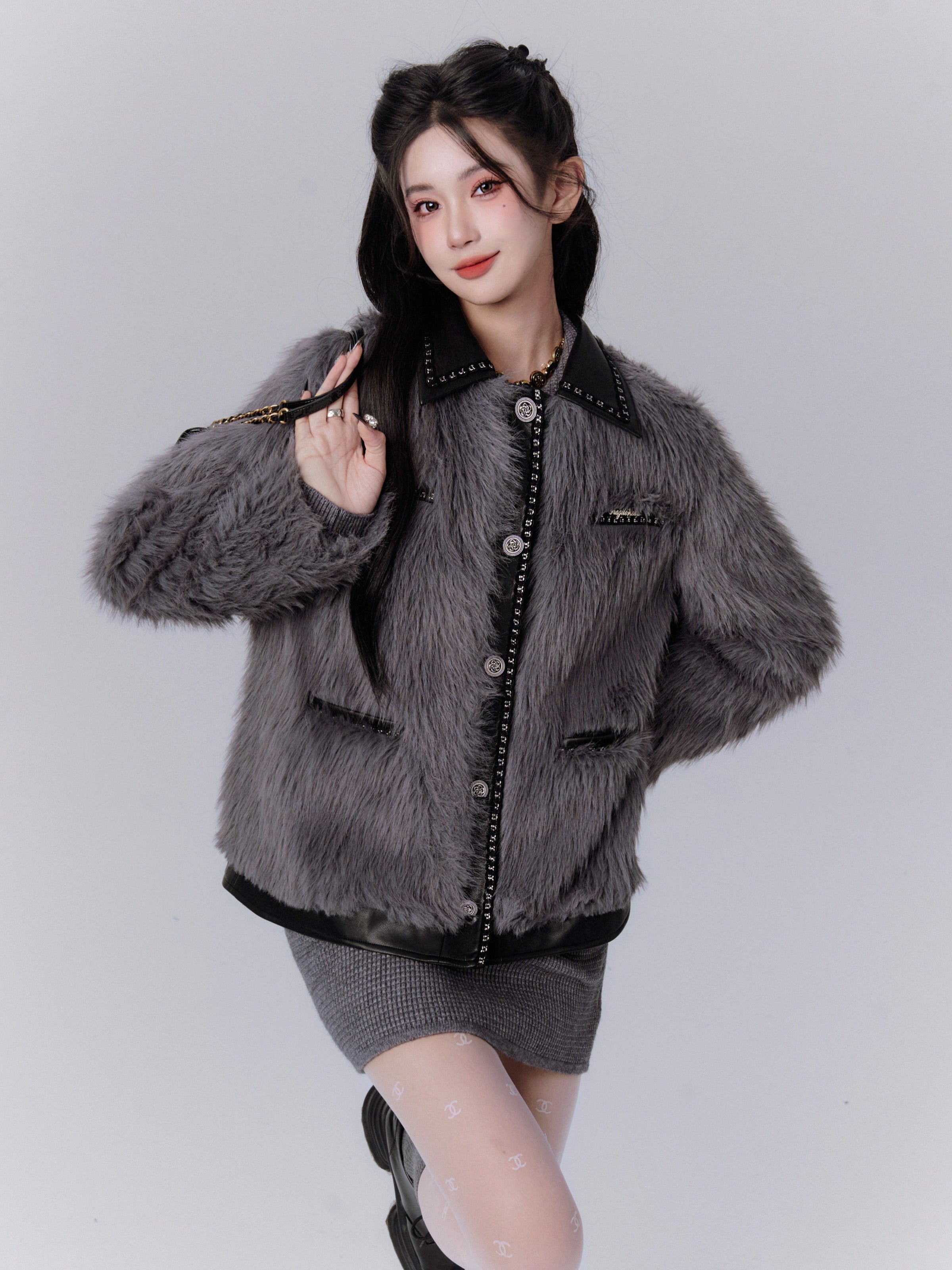 Luxe Faux Fur Button-Up Jacket by Fragile Heart